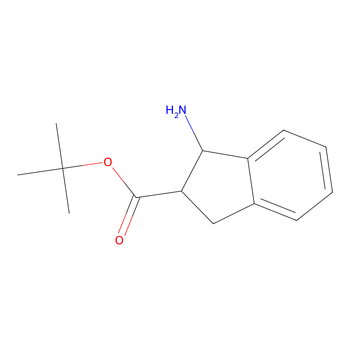 rac-tert-butyl (1R,2R)-1-amino-2,3-dihydro-1H-indene-2-carboxylate molecular structure, CAS 2227895-20-5