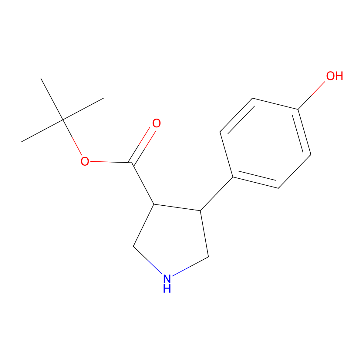 rac-tert-butyl (3R,4S)-4-(4-hydroxyphenyl)pyrrolidine-3-carboxylate molecular structure, CAS 2227897-49-4