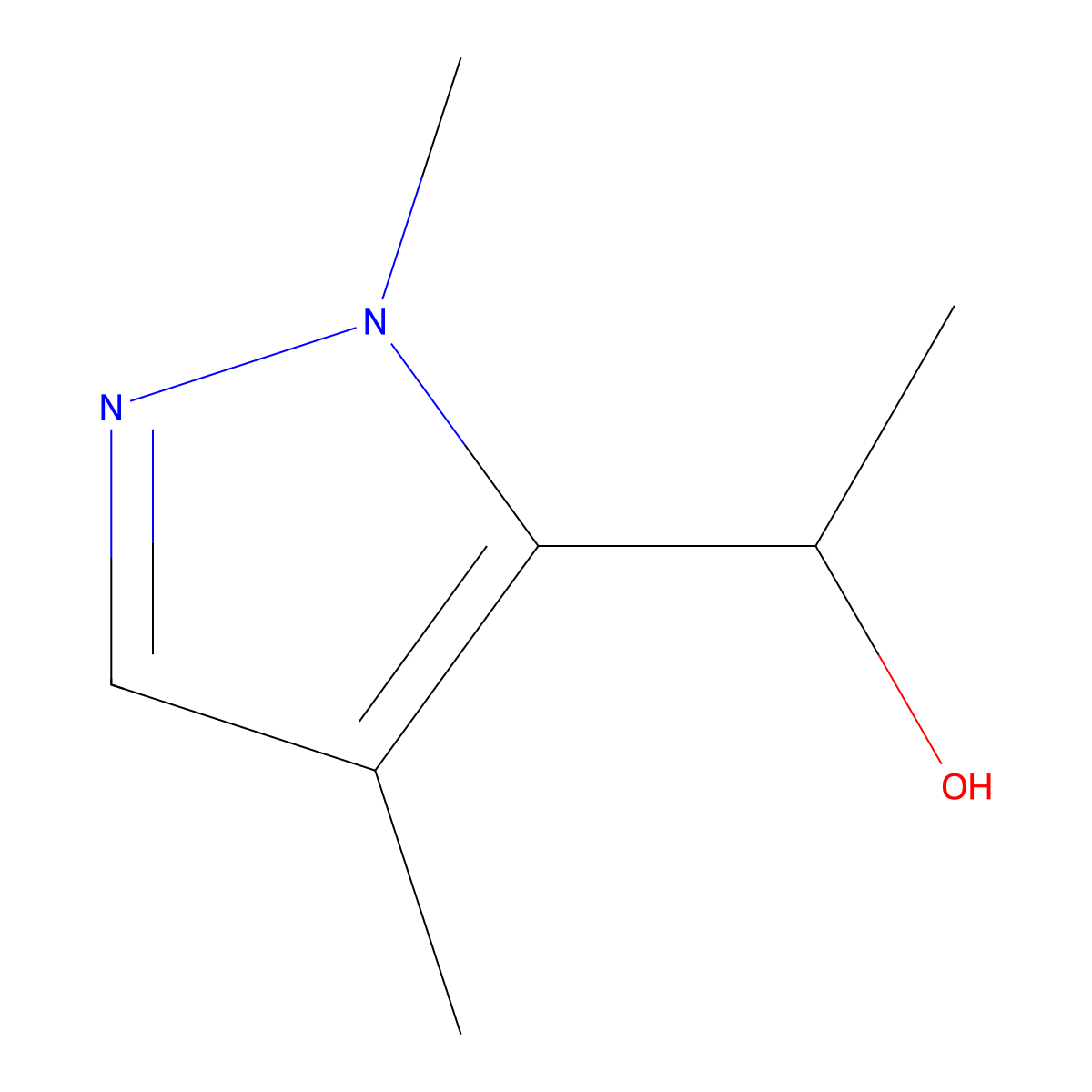 (1R)-1-(1,4-dimethyl-1H-pyrazol-5-yl)ethan-1-ol molecular structure, CAS 2227899-29-6