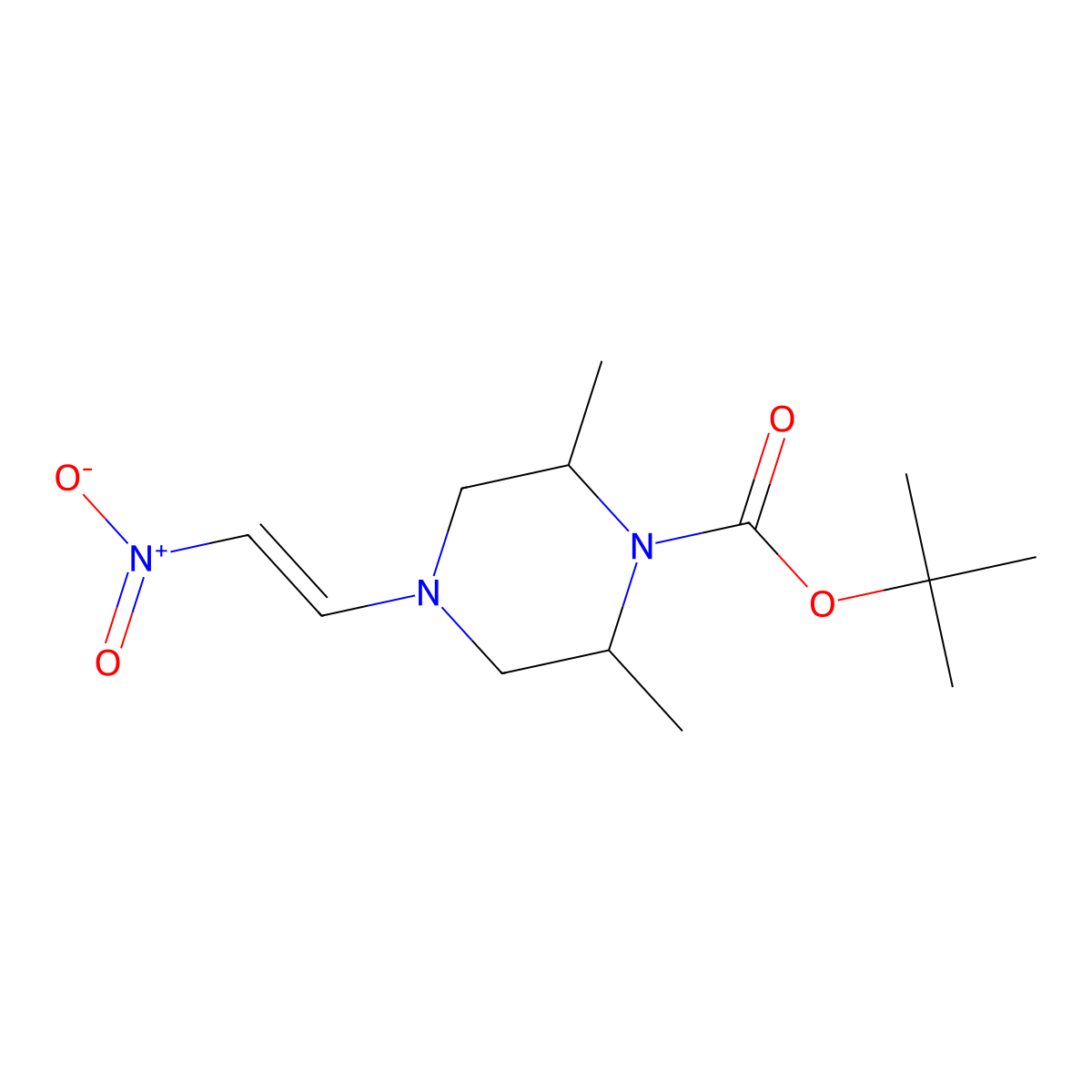tert-butyl (2R,6S)-2,6-dimethyl-4-[(E)-2-nitroethenyl]piperazine-1-carboxylate molecular structure, CAS 2227910-98-5