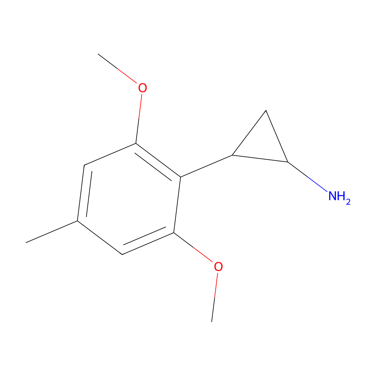 rac-(1R,2S)-2-(2,6-dimethoxy-4-methylphenyl)cyclopropan-1-amine molecular structure, CAS 2227912-22-1