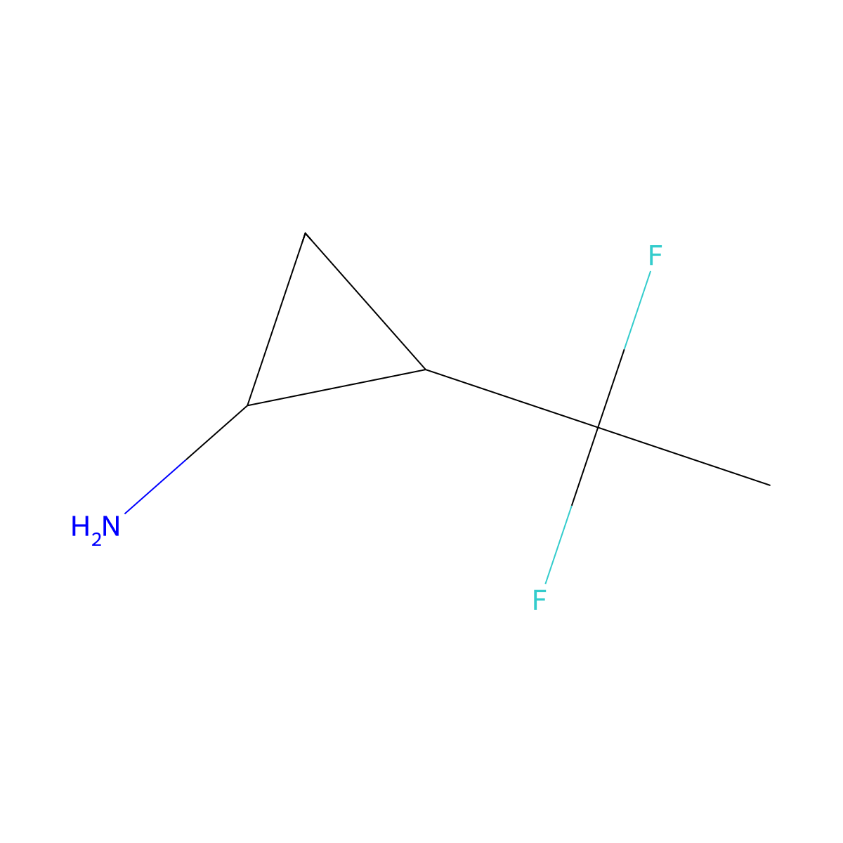 rac-(1R,2R)-2-(1,1-difluoroethyl)cyclopropan-1-amine molecular structure, CAS 2227917-02-2