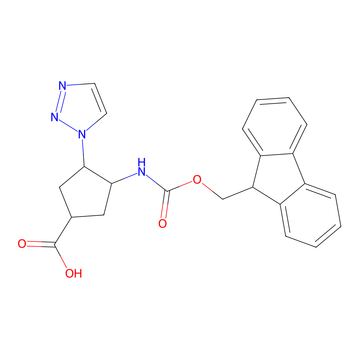 rac-(3R,4S)-3-({[(9H-fluoren-9-yl)methoxy]carbonyl}amino)-4-(1H-1,2,3-triazol-1-yl)cyclopentane-1-carboxylic acid molecular structure, CAS 2227940-08-9