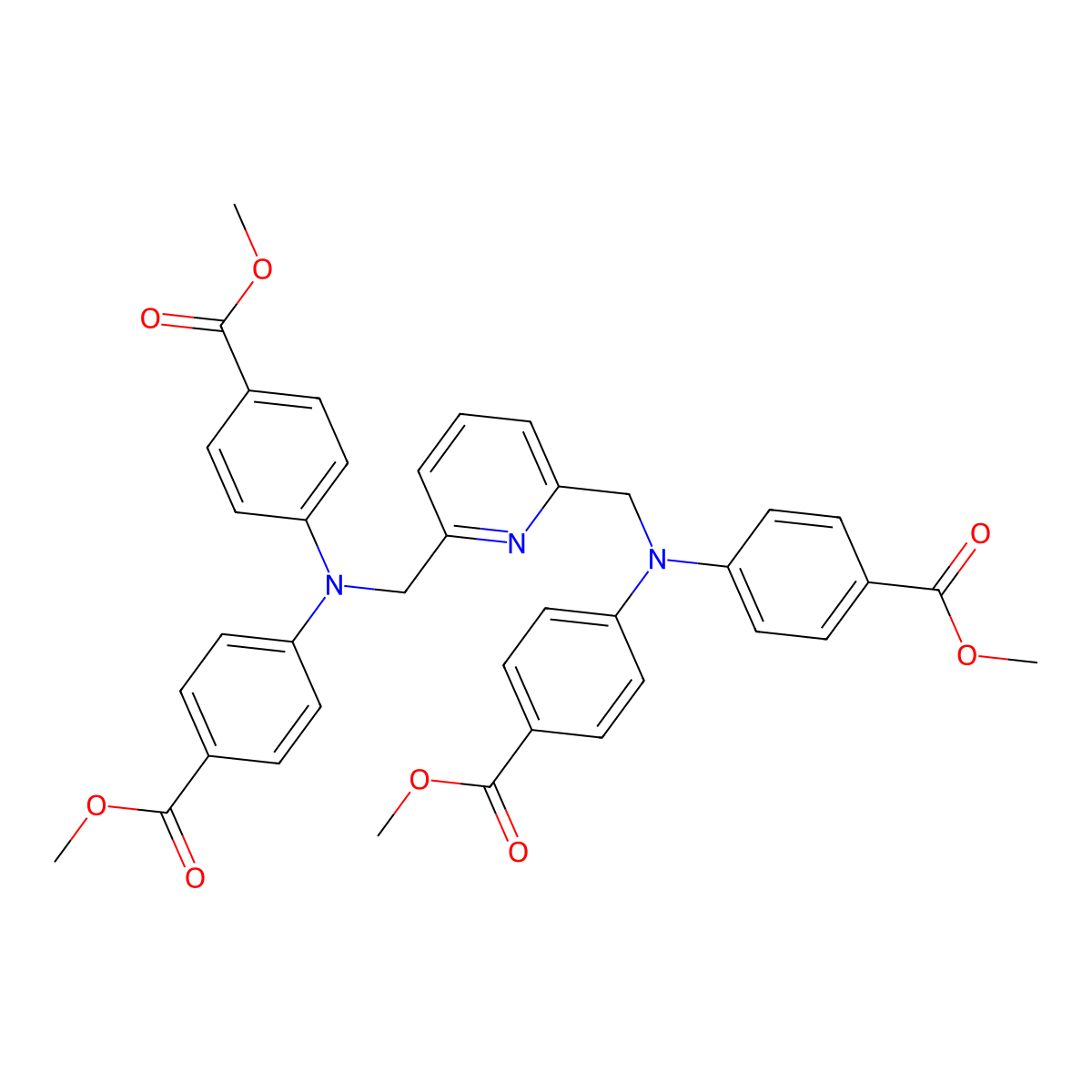 Tetramethyl 4,4',4'',4'''-[[pyridine-2,6-diylbis(methylene)]bis(azanetriyl)]tetrabenzoate molecular structure, CAS 2227990-04-5