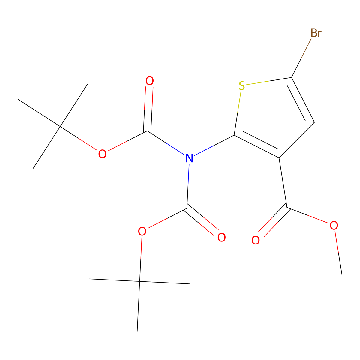 Methyl 5-Bromo-2-(di-Boc-amino)thiophene-3-carboxylate molecular structure, CAS 2227990-15-8