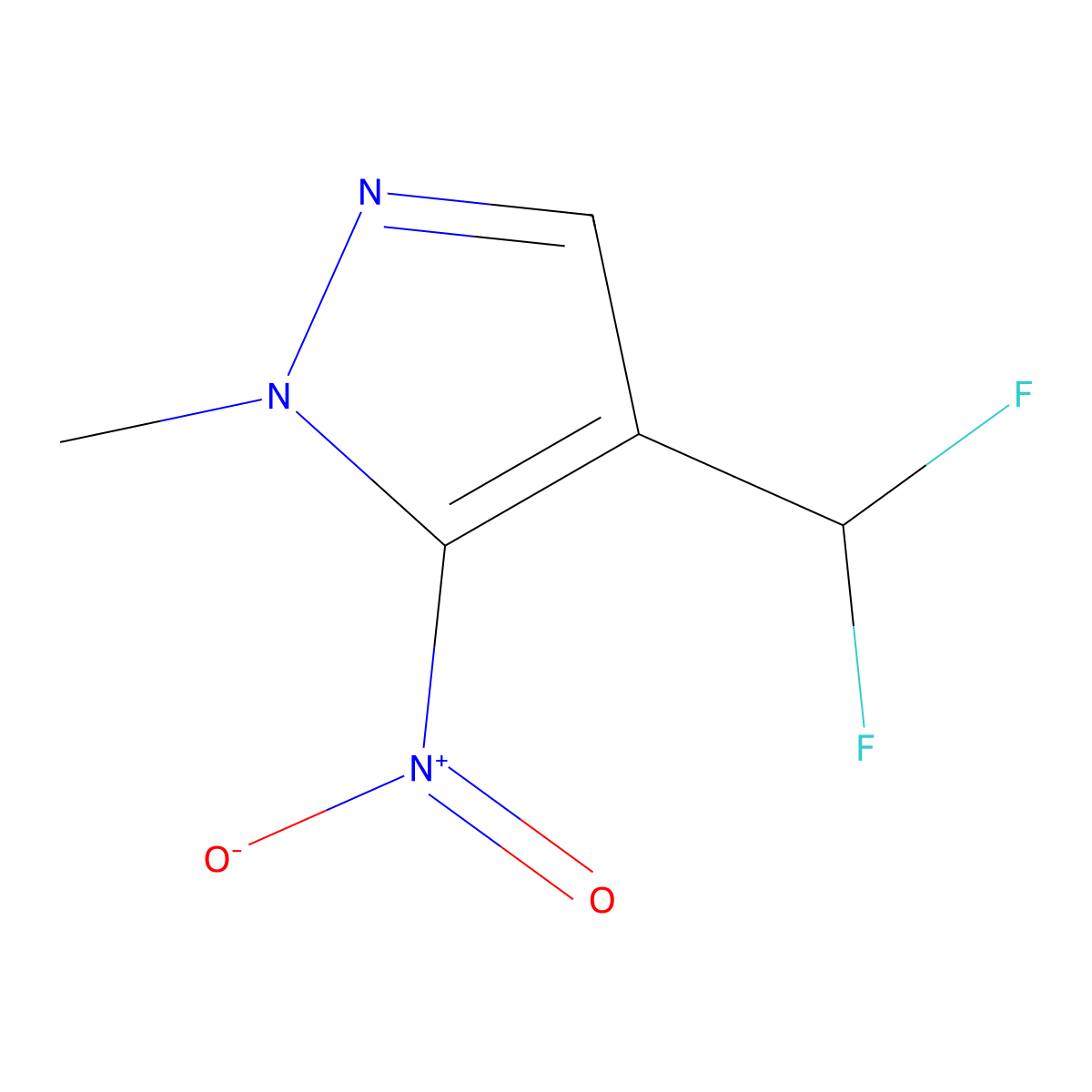 4-(Difluoromethyl)-1-methyl-5-nitro-1H-pyrazole molecular structure, CAS 2227990-58-9