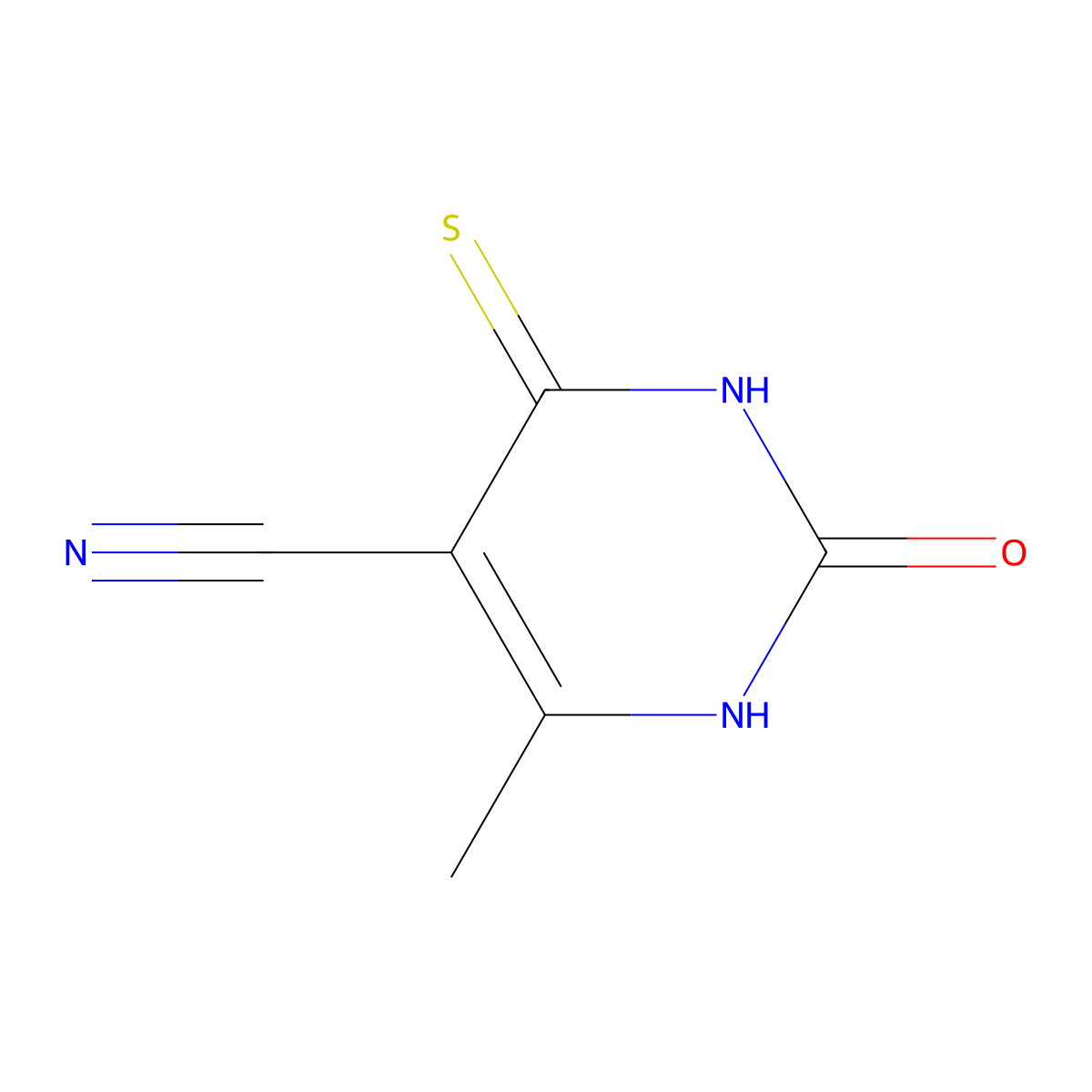 6-Methyl-2-oxo-4-sulfanyl-1,2-dihydropyrimidine-5-carbonitrile molecular structure, CAS 2228-22-0