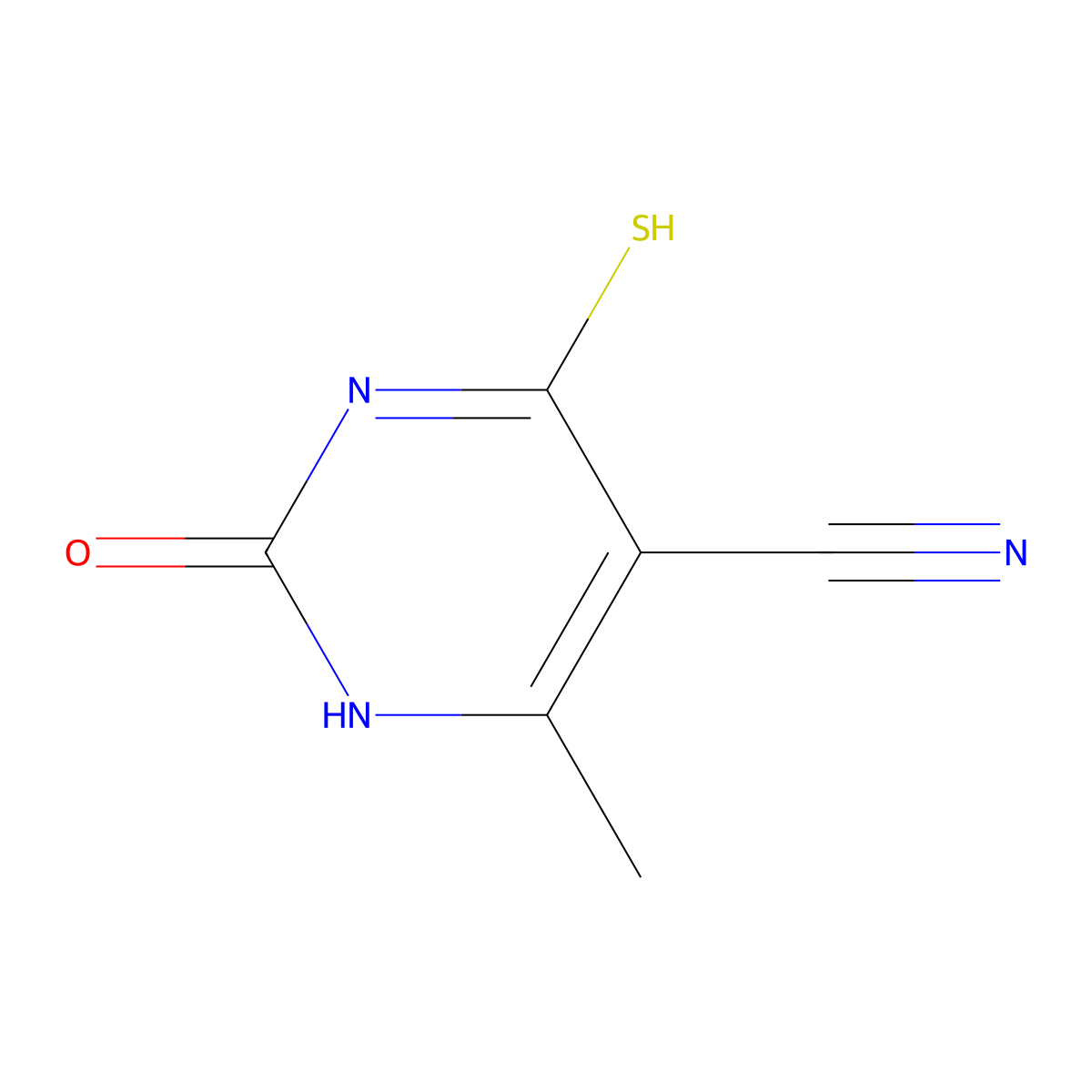 6-Methyl-2-oxo-4-sulfanyl-1,2-dihydropyrimidine-5-carbonitrile molecular structure, CAS 2228-22-0