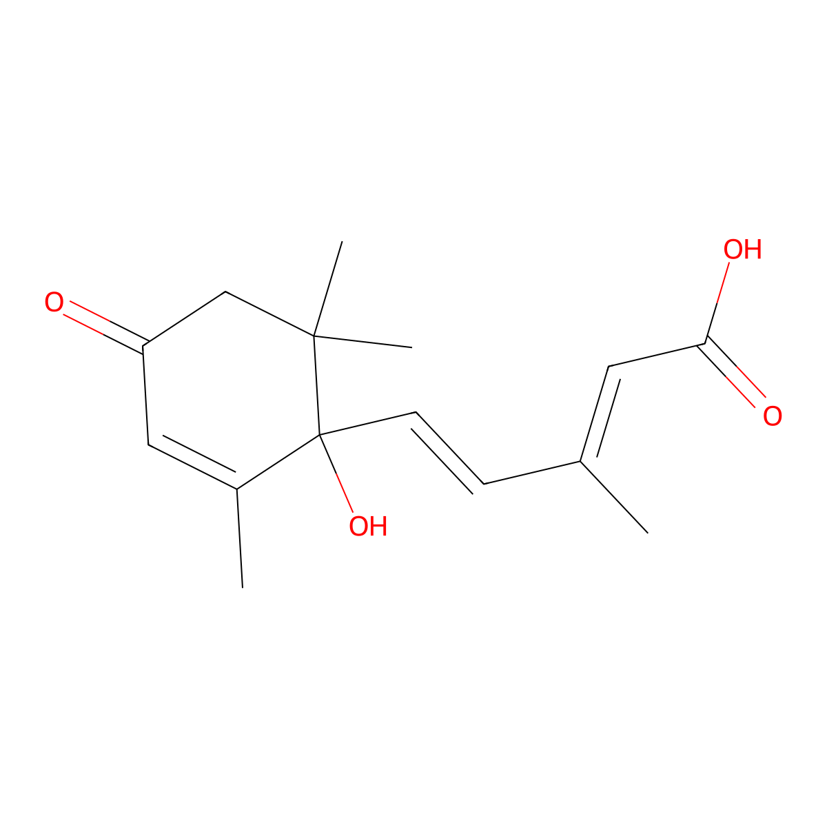 (2E,4E)-5-(1-Hydroxy-2,6,6-Trimethyl-4-Oxocyclohex-2-En-1-Yl)-3-Methylpenta-2,4-Dienoic Acid molecular structure, CAS 2228-72-0