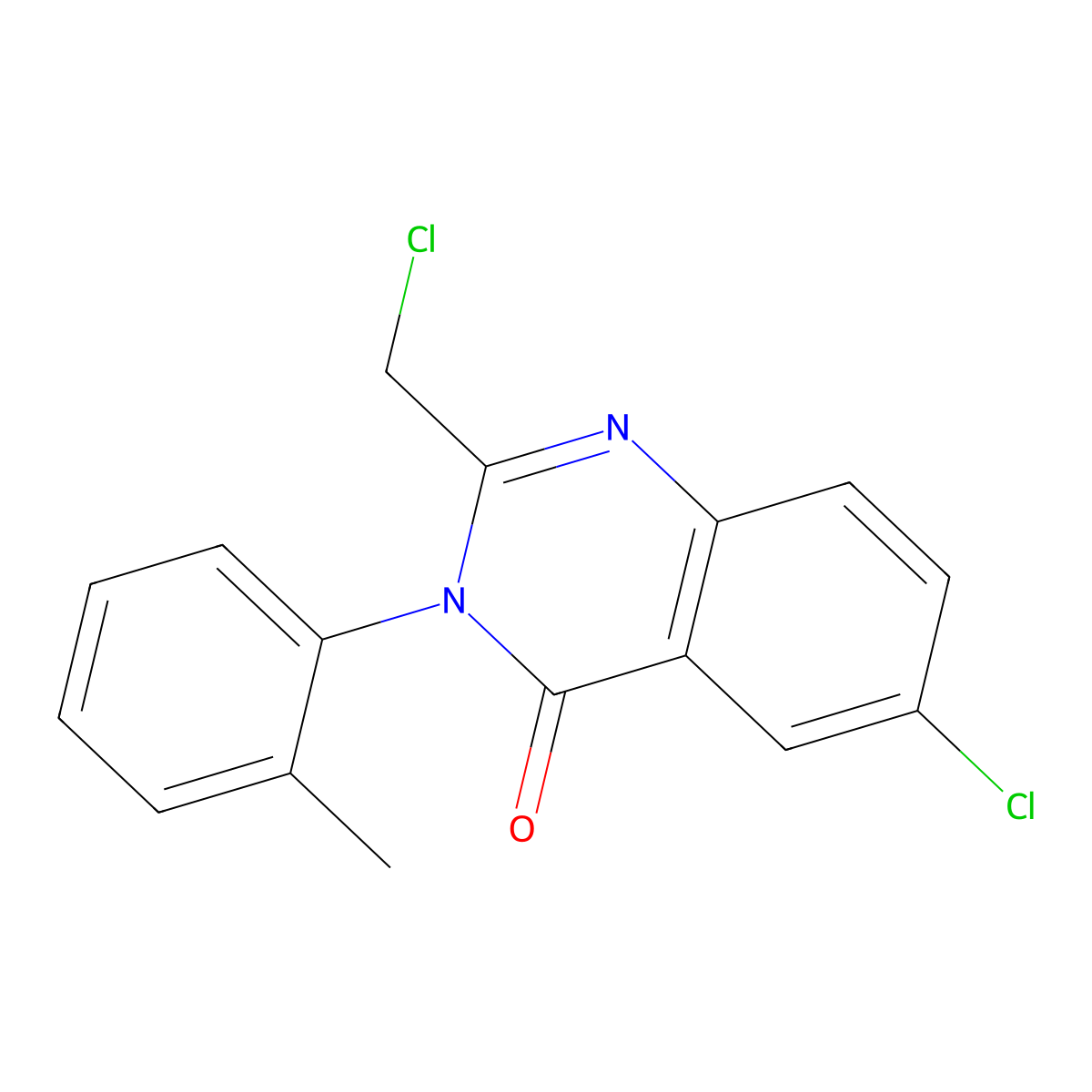 6-chloro-2-(chloromethyl)-3-(2-methylphenyl)-4(3H)-quinazolinone molecular structure, CAS 22280-91-7