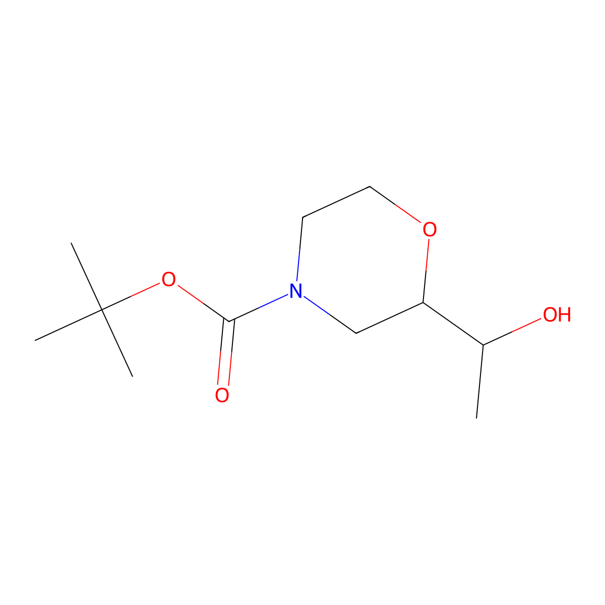 tert-butyl 2-[(1S)-1-hydroxyethyl]morpholine-4-carboxylate molecular structure, CAS 2228004-00-8