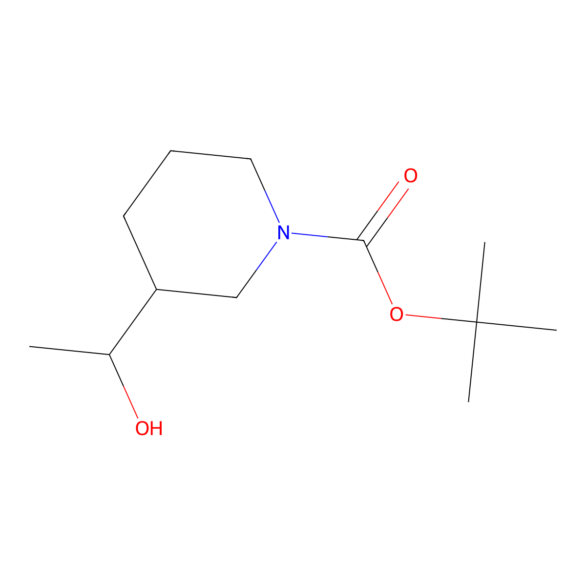 tert-butyl 3-[(1S)-1-hydroxyethyl]piperidine-1-carboxylate molecular structure, CAS 2228027-05-0