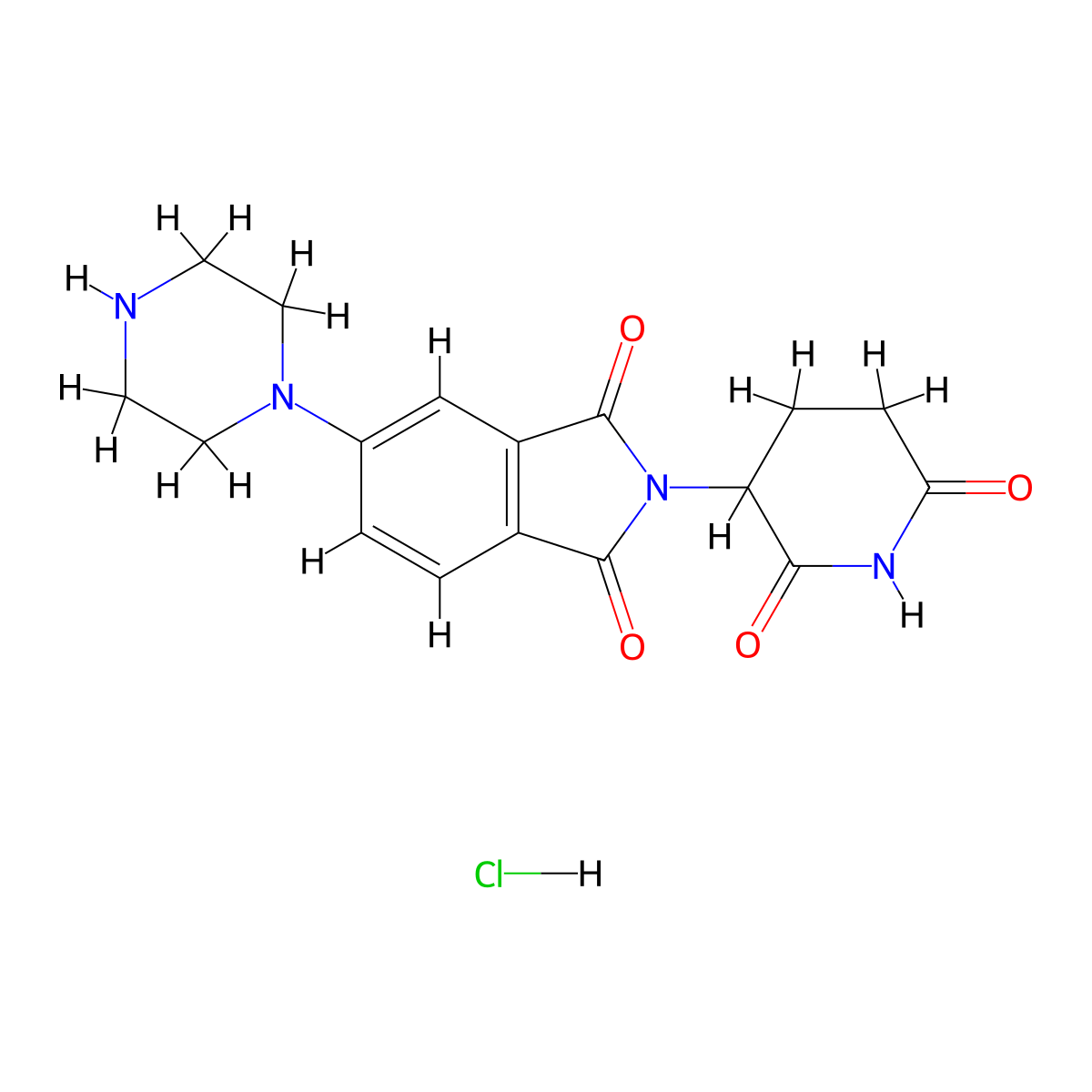 2-(2,6-Dioxopiperidin-3-yl)-5-(piperazin-1-yl)isoindoline-1,3-dione hydrochloride molecular structure, CAS 2228029-82-9