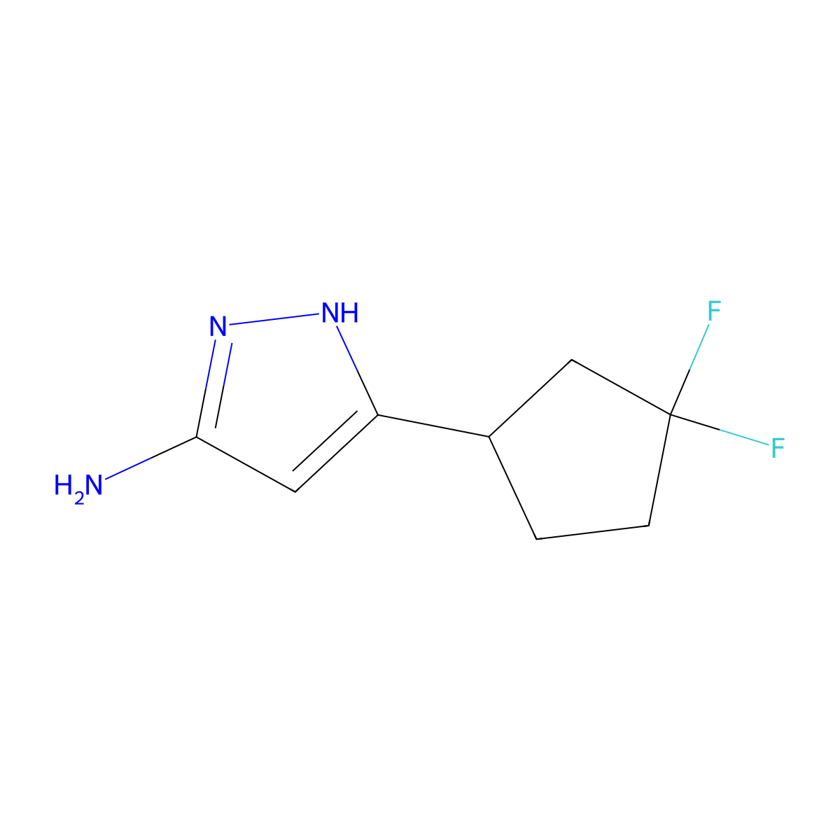3-(3,3-difluorocyclopentyl)-1H-pyrazol-5-amine molecular structure, CAS 2228036-20-0