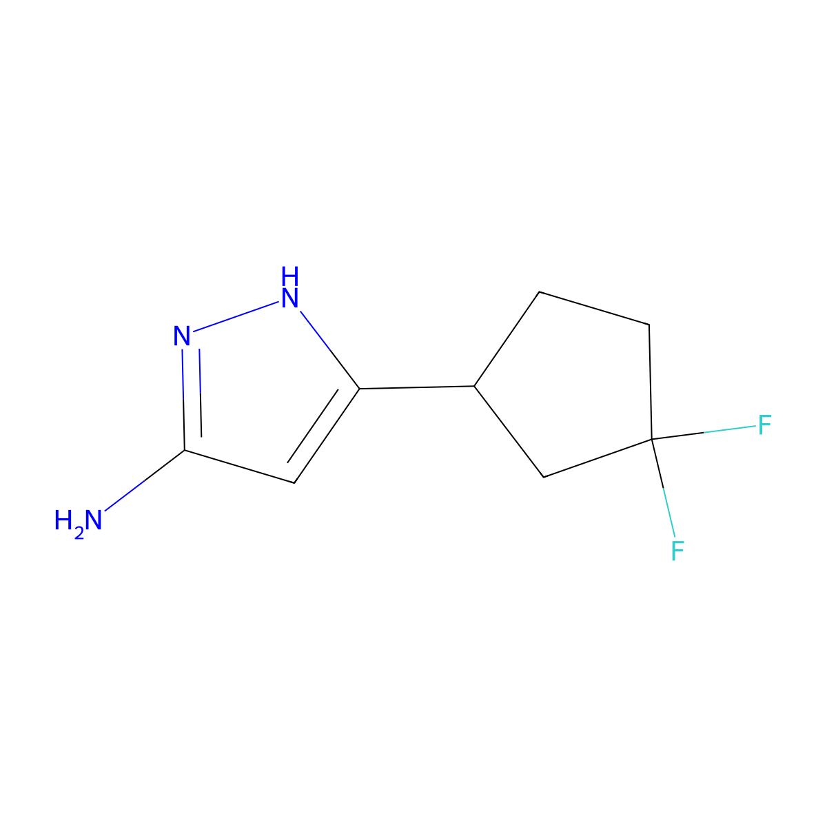 3-(3,3-difluorocyclopentyl)-1H-pyrazol-5-amine molecular structure, CAS 2228036-20-0