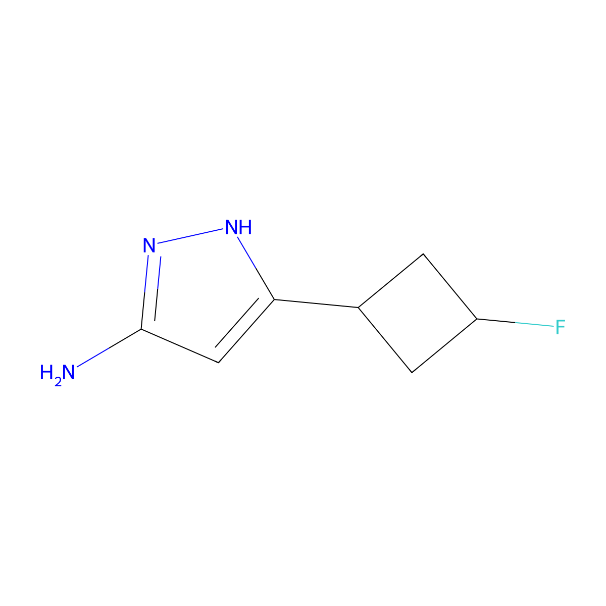 5-(3-Fluorocyclobutyl)-1H-pyrazol-3-amine molecular structure, CAS 2228036-45-9