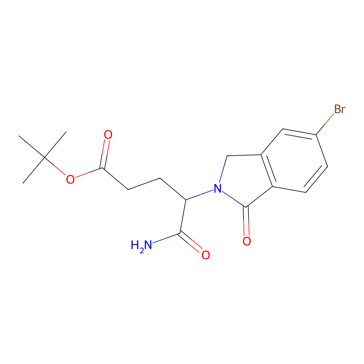 Tert-butyl (S)-5-amino-4-(5-bromo-1-oxoisoindolin-2-YL)-5-oxopentanoate molecular structure, CAS 2228048-72-2