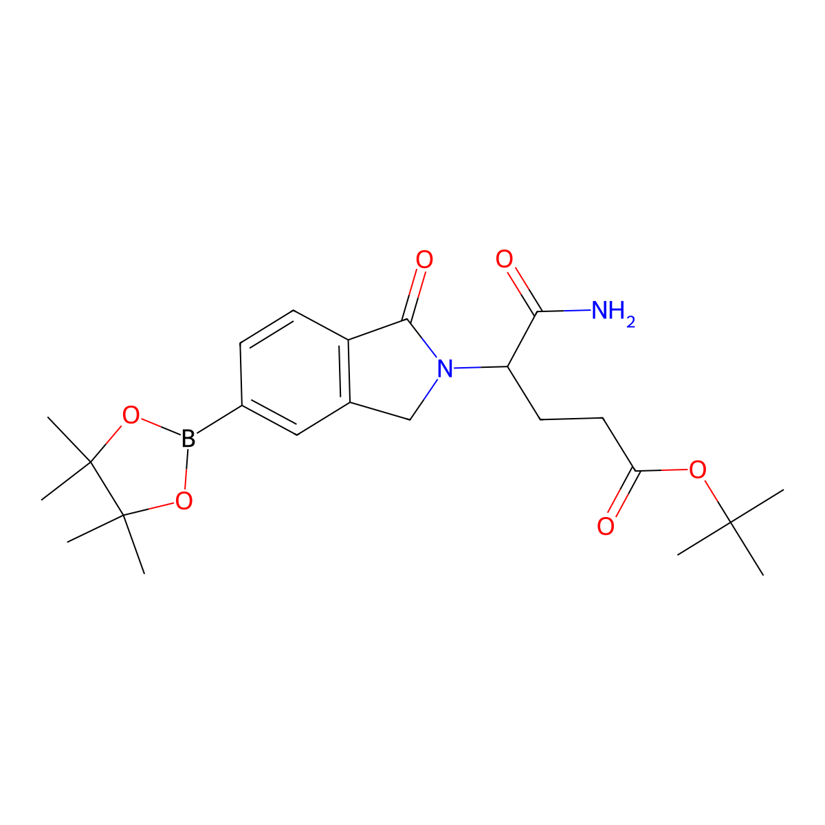 tert-Butyl (S)-5-amino-5-oxo-4-(1-oxo-5-(4,4,5,5-tetramethyl-1,3,2-dioxaborolan-2-yl)isoindolin-2-yl)pentanoate molecular structure, CAS 2228048-77-7
