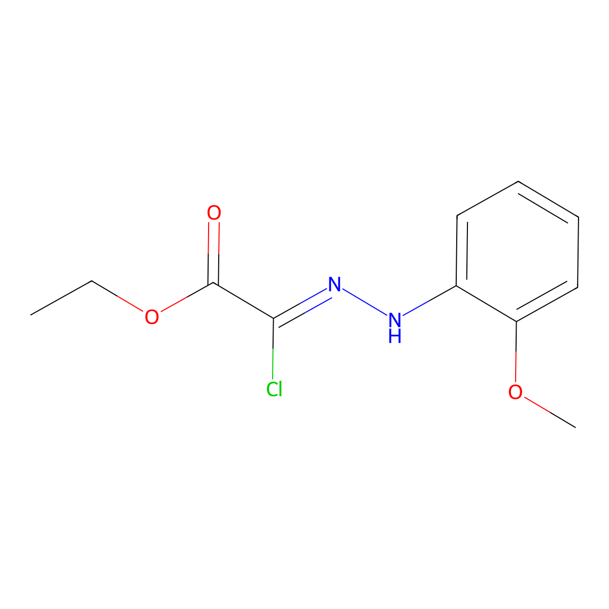 Ethyl (2Z)-2-chloro-2-[2-(2-methoxyphenyl)hydrazin-1-ylidene]acetate molecular structure, CAS 2228050-22-2