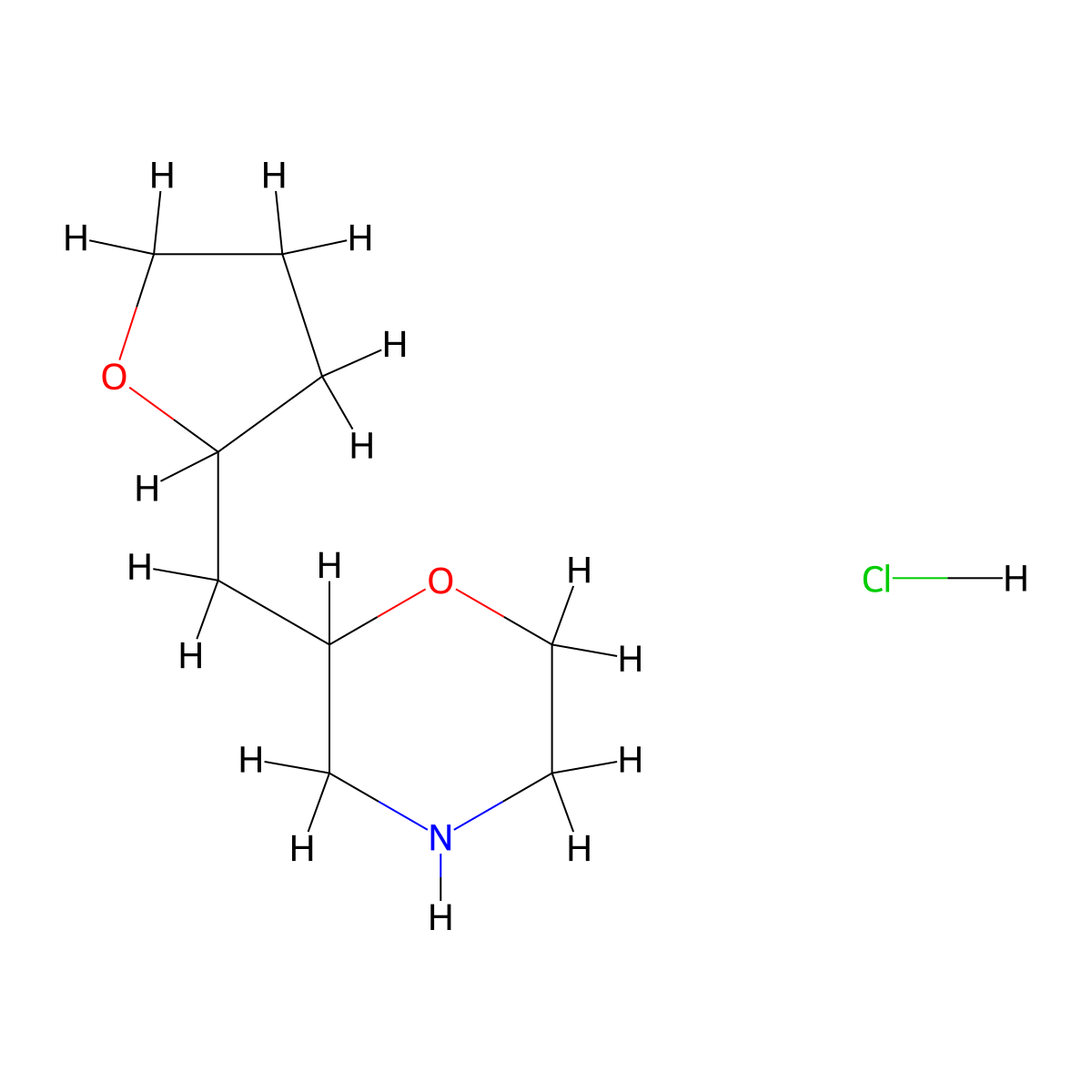 2-[(Oxolan-2-yl)methyl]morpholine hydrochloride molecular structure, CAS 2228082-53-7