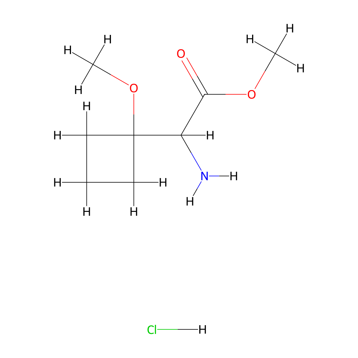 Methyl 2-amino-2-(1-methoxycyclobutyl)acetate hydrochloride molecular structure, CAS 2228084-18-0