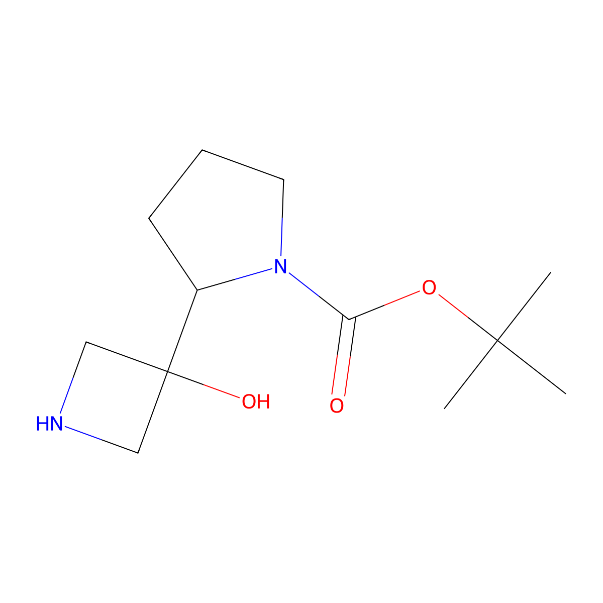 Tert-butyl 2-(3-hydroxyazetidin-3-yl)pyrrolidine-1-carboxylate molecular structure, CAS 2228085-73-0