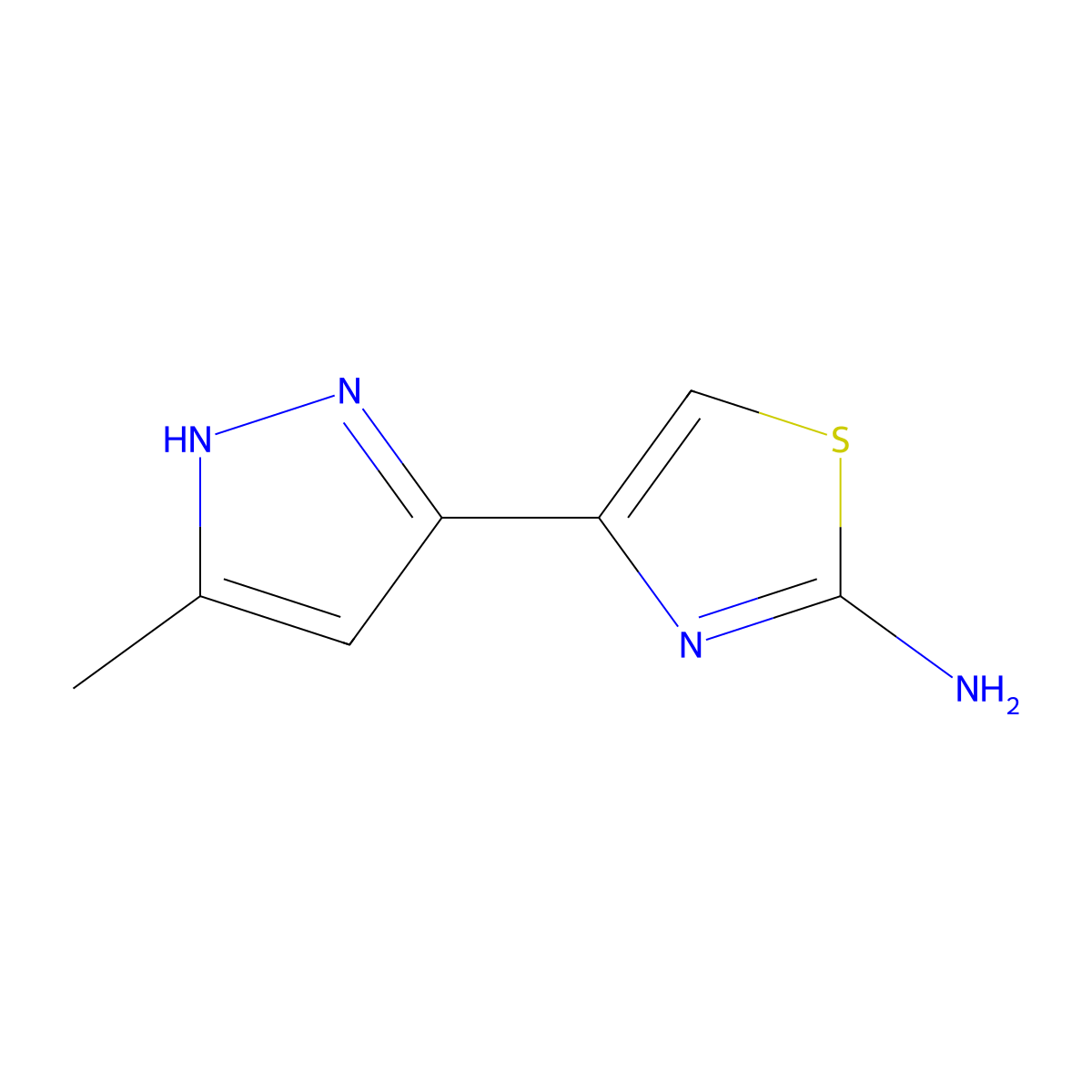 4-(5-methyl-1H-pyrazol-3-yl)-1,3-thiazol-2-amine molecular structure, CAS 2228086-00-6