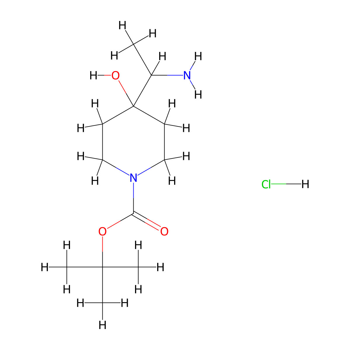 tert-Butyl 4-(1-aminoethyl)-4-hydroxypiperidine-1-carboxylate hydrochloride molecular structure, CAS 2228087-89-4