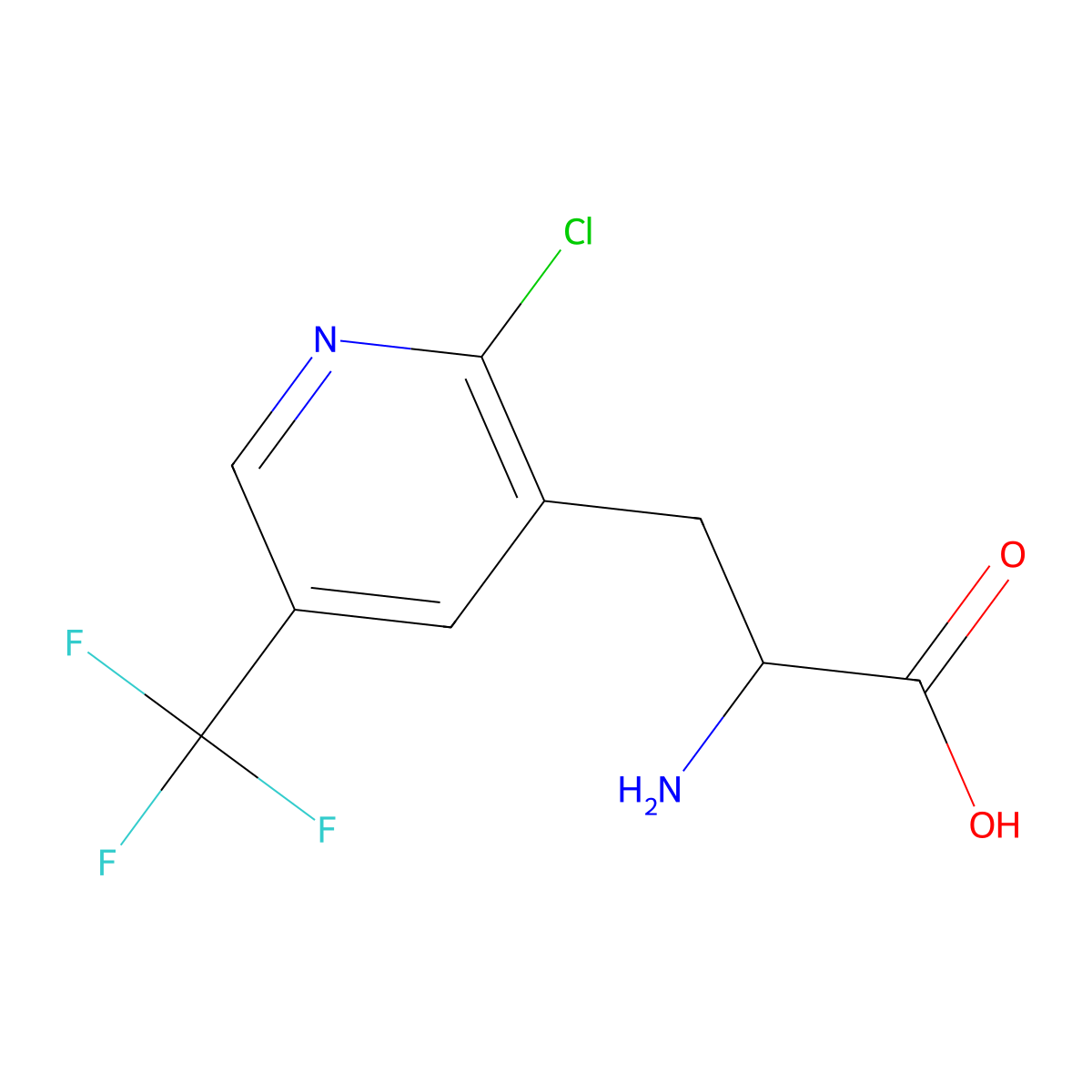 2-Amino-3-[2-chloro-5-(trifluoromethyl)pyridin-3-yl]propanoic acid molecular structure, CAS 2228090-38-6