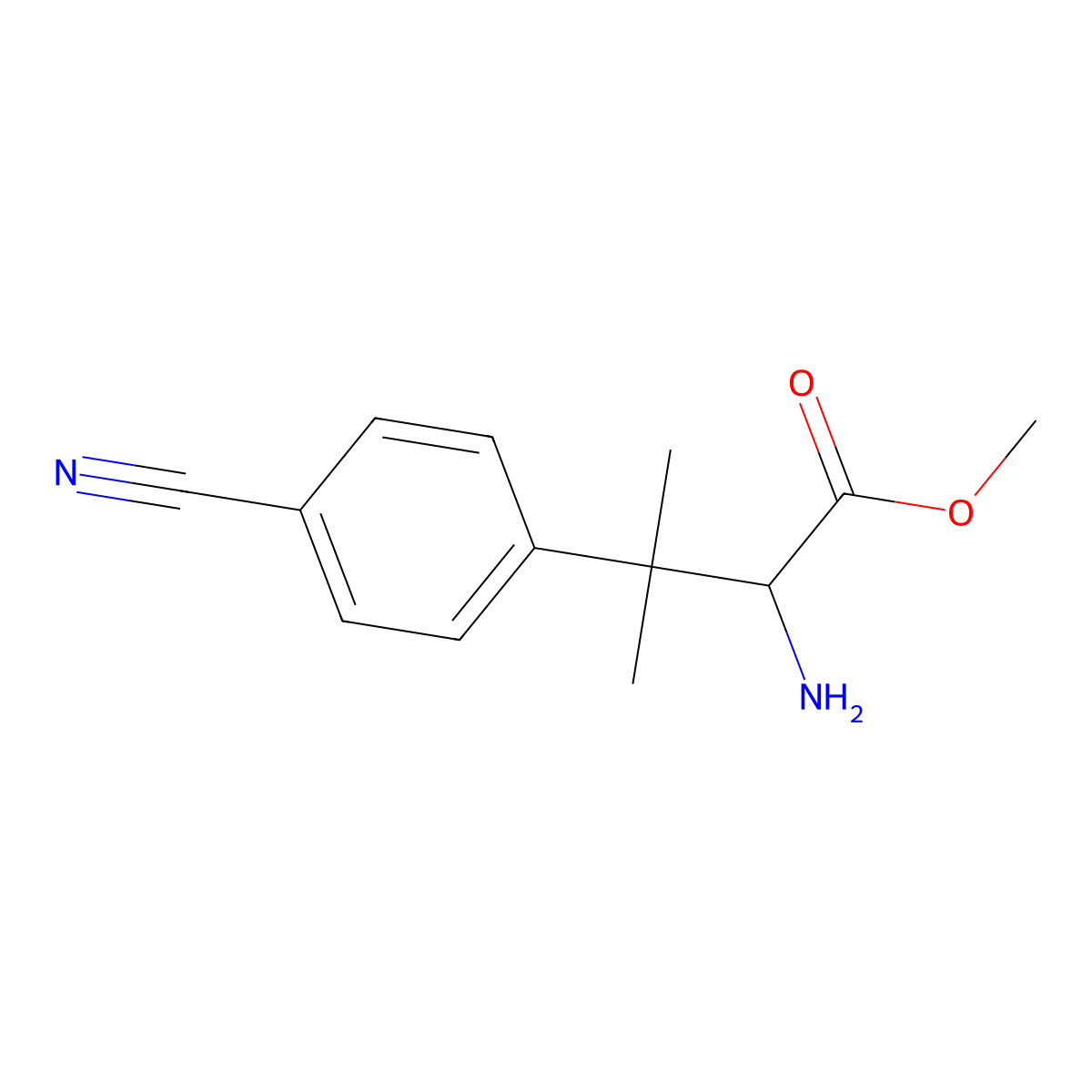 Methyl 2-amino-3-(4-cyanophenyl)-3-methylbutanoate molecular structure, CAS 2228090-97-7