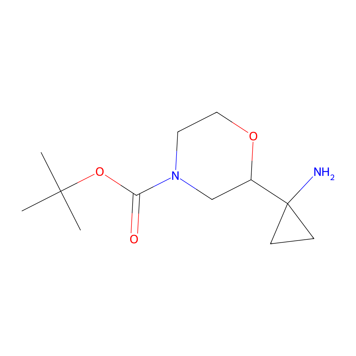 Tert-butyl 2-(1-aminocyclopropyl)morpholine-4-carboxylate molecular structure, CAS 2228091-71-0