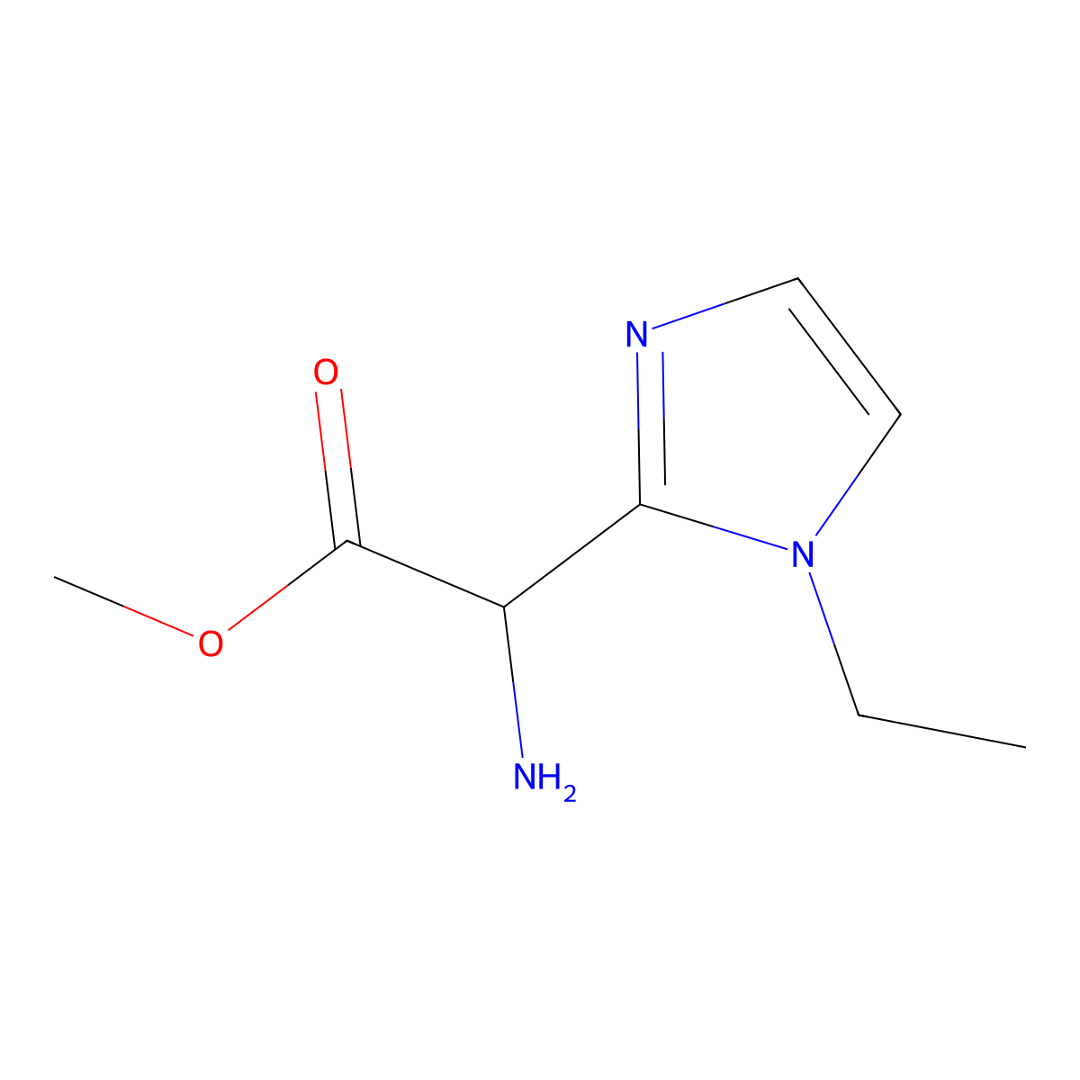 methyl 2-amino-2-(1-ethyl-1H-imidazol-2-yl)acetate molecular structure, CAS 2228093-35-2