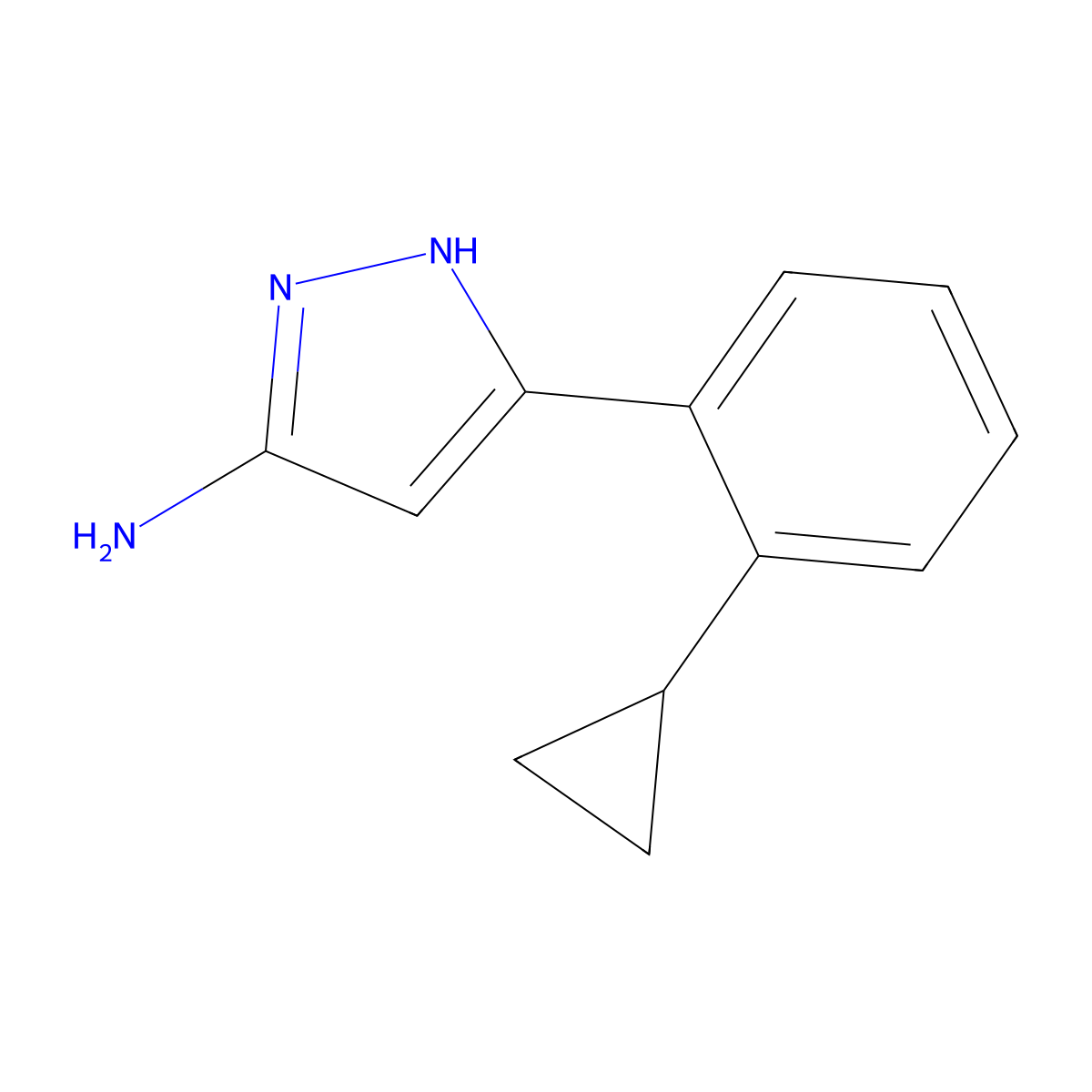 5-(2-cyclopropylphenyl)-1H-pyrazol-3-amine molecular structure, CAS 2228094-21-9