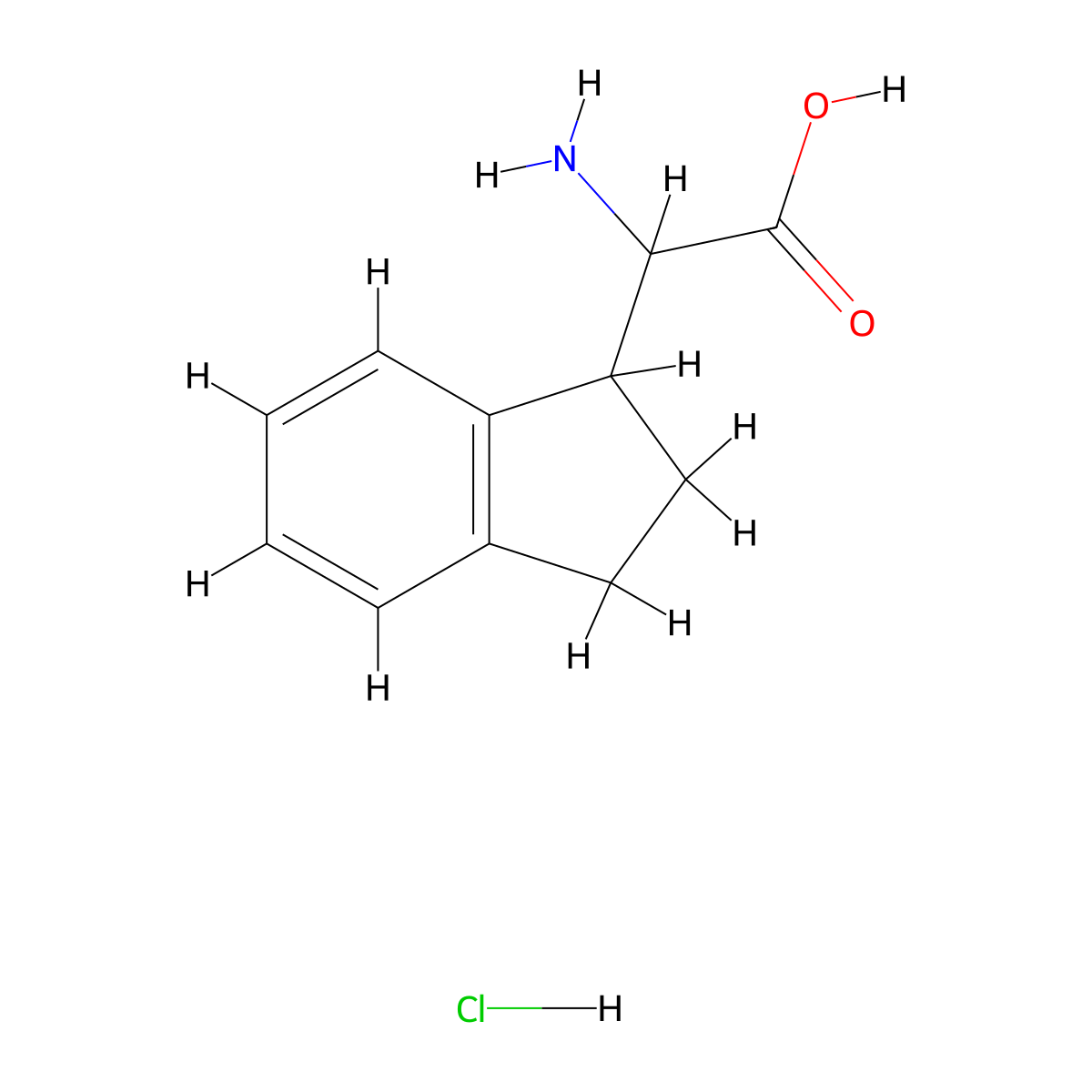 2-Amino-2-(2,3-dihydro-1H-inden-1-yl)acetic acid hydrochloride molecular structure, CAS 2228094-72-0
