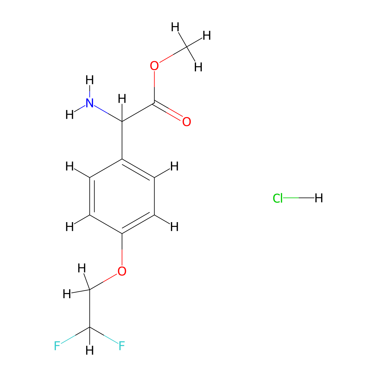 Methyl 2-amino-2-[4-(2,2-difluoroethoxy)phenyl]acetate hydrochloride molecular structure, CAS 2228096-42-0