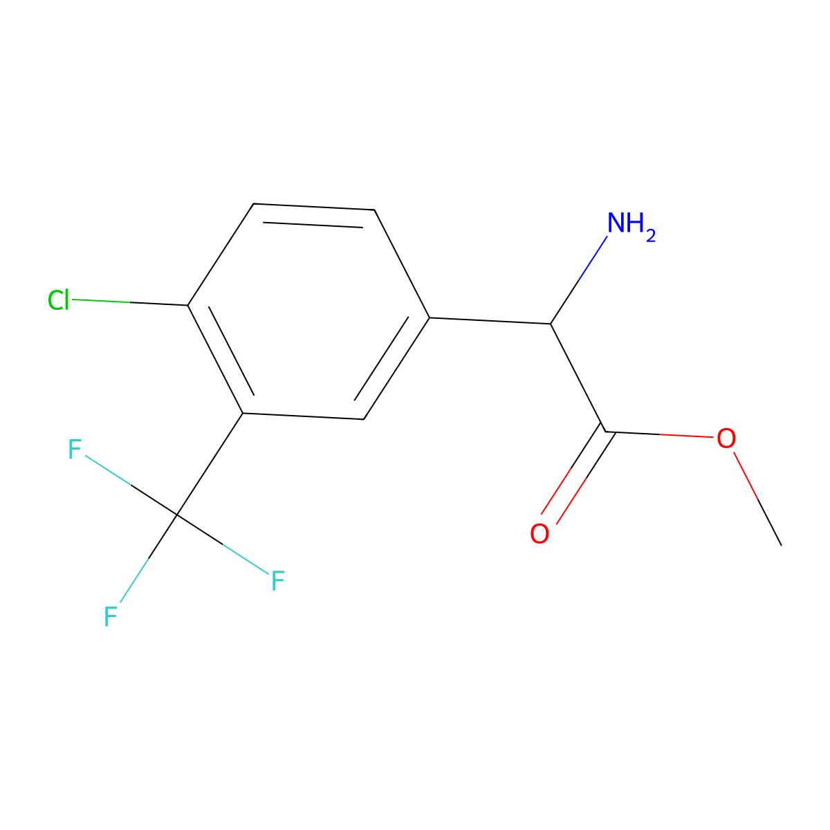 Methyl 2-amino-2-[4-chloro-3-(trifluoromethyl)phenyl]acetate molecular structure, CAS 2228109-35-9