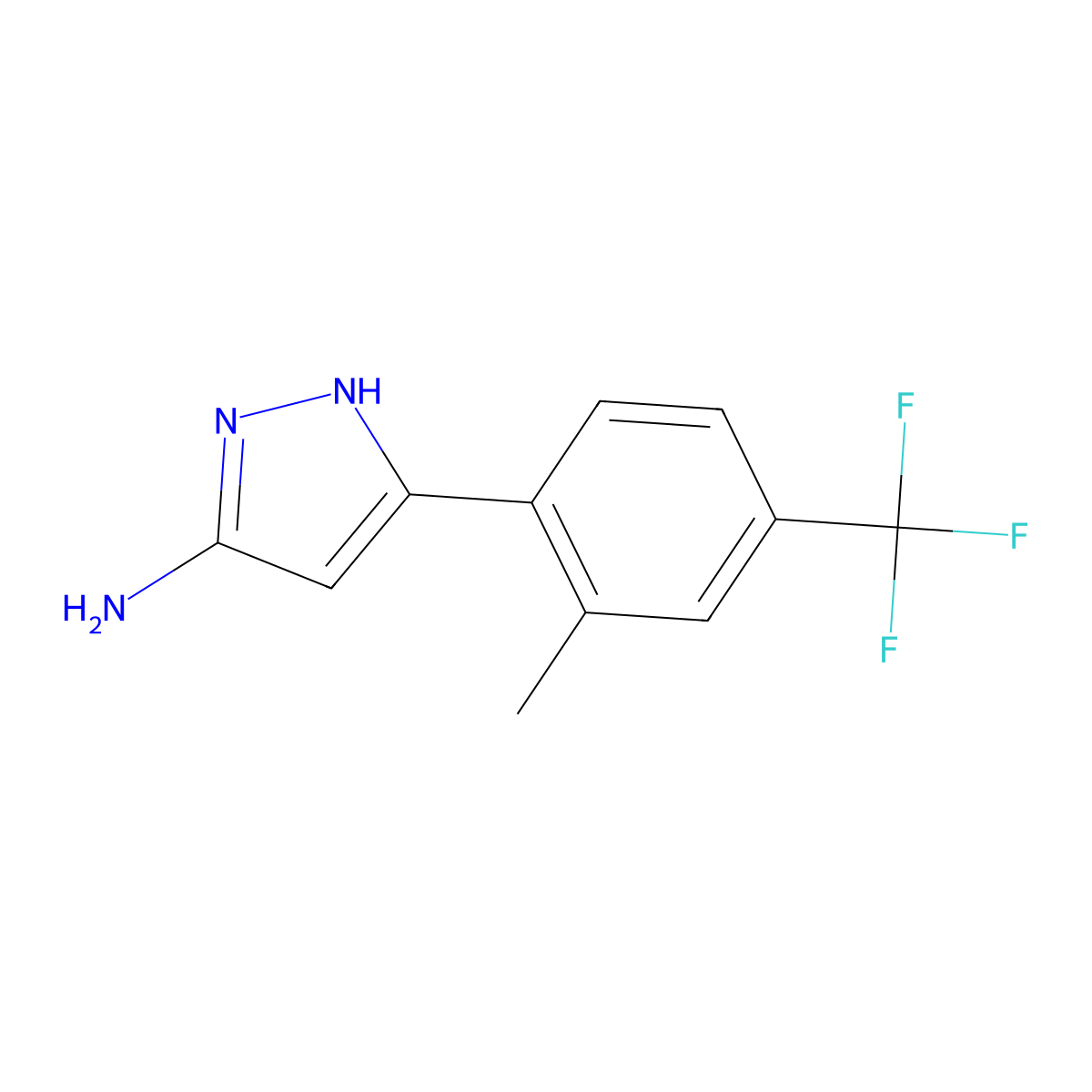 5-[2-methyl-4-(trifluoromethyl)phenyl]-1H-pyrazol-3-amine molecular structure, CAS 2228109-46-2