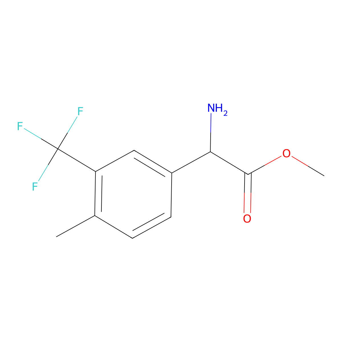 Methyl 2-amino-2-[4-methyl-3-(trifluoromethyl)phenyl]acetate molecular structure, CAS 2228110-32-3