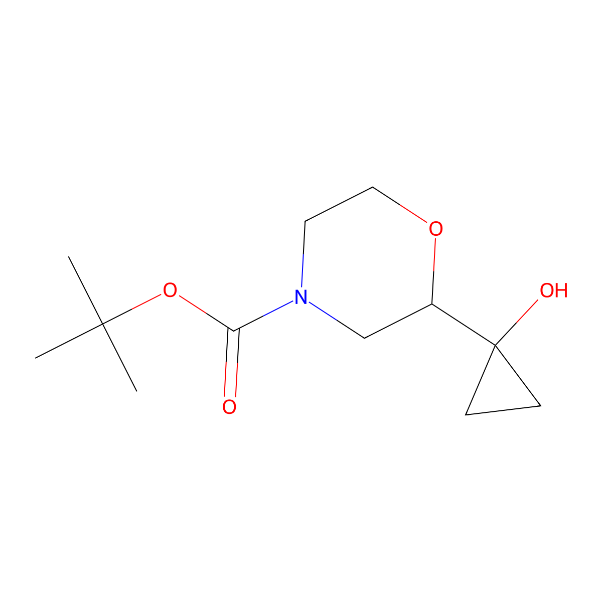 Tert-butyl 2-(1-hydroxycyclopropyl)morpholine-4-carboxylate molecular structure, CAS 2228110-57-2