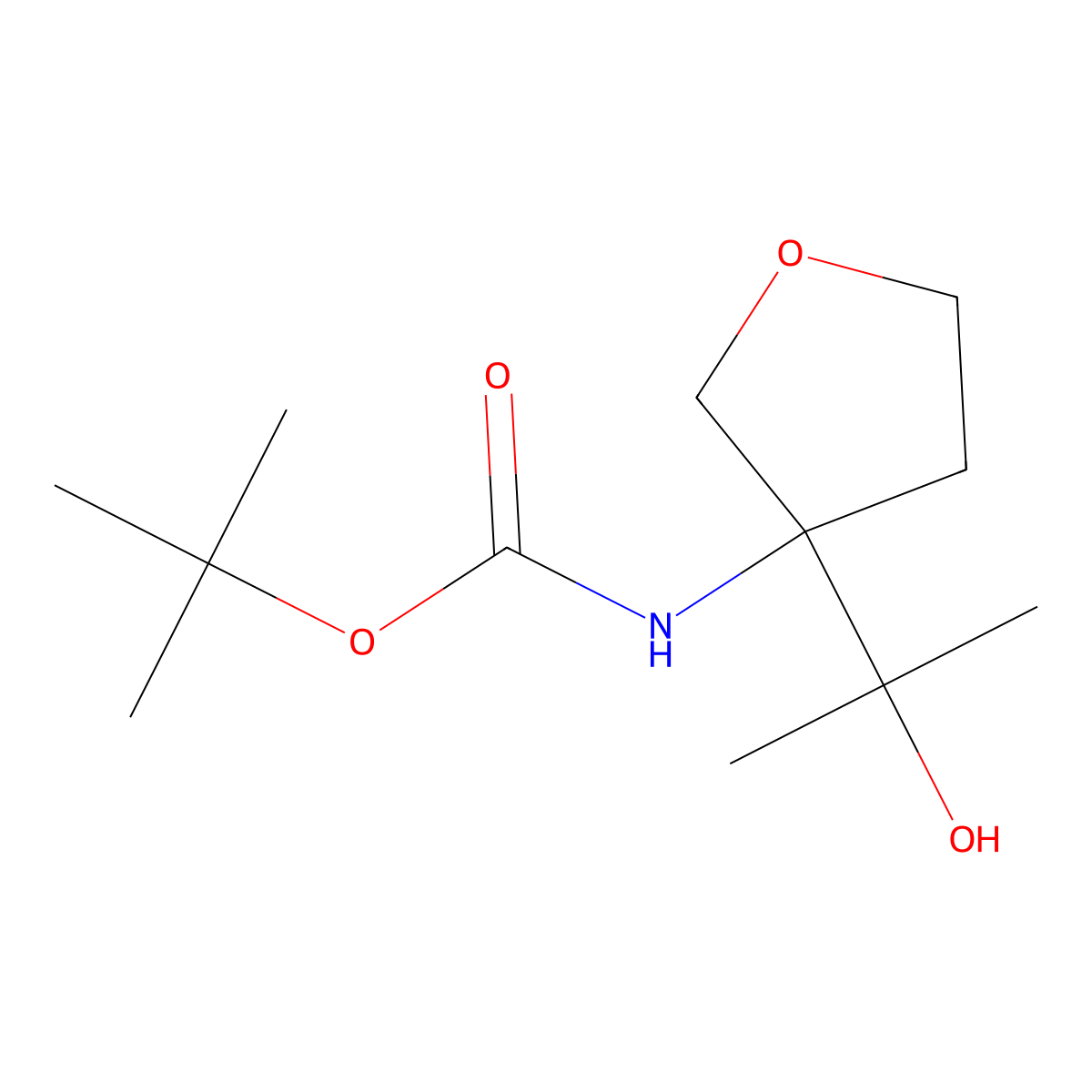 tert-butyl N-[3-(2-hydroxypropan-2-yl)oxolan-3-yl]carbamate molecular structure, CAS 2228112-31-8