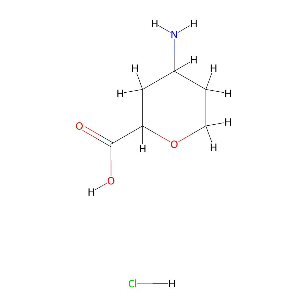 4-Aminooxane-2-carboxylic acid hydrochloride molecular structure, CAS 2228118-13-4