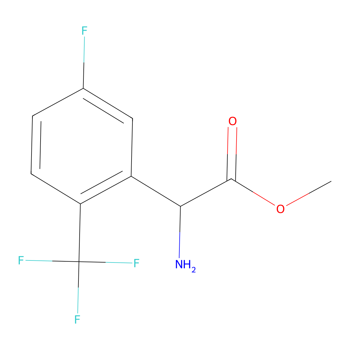 Methyl 2-amino-2-[5-fluoro-2-(trifluoromethyl)phenyl]acetate molecular structure, CAS 2228120-96-3