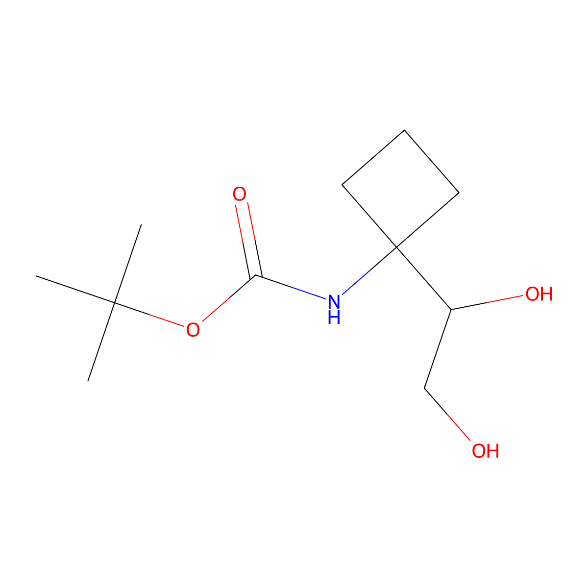 tert-butyl N-[1-(1,2-dihydroxyethyl)cyclobutyl]carbamate molecular structure, CAS 2228121-53-5