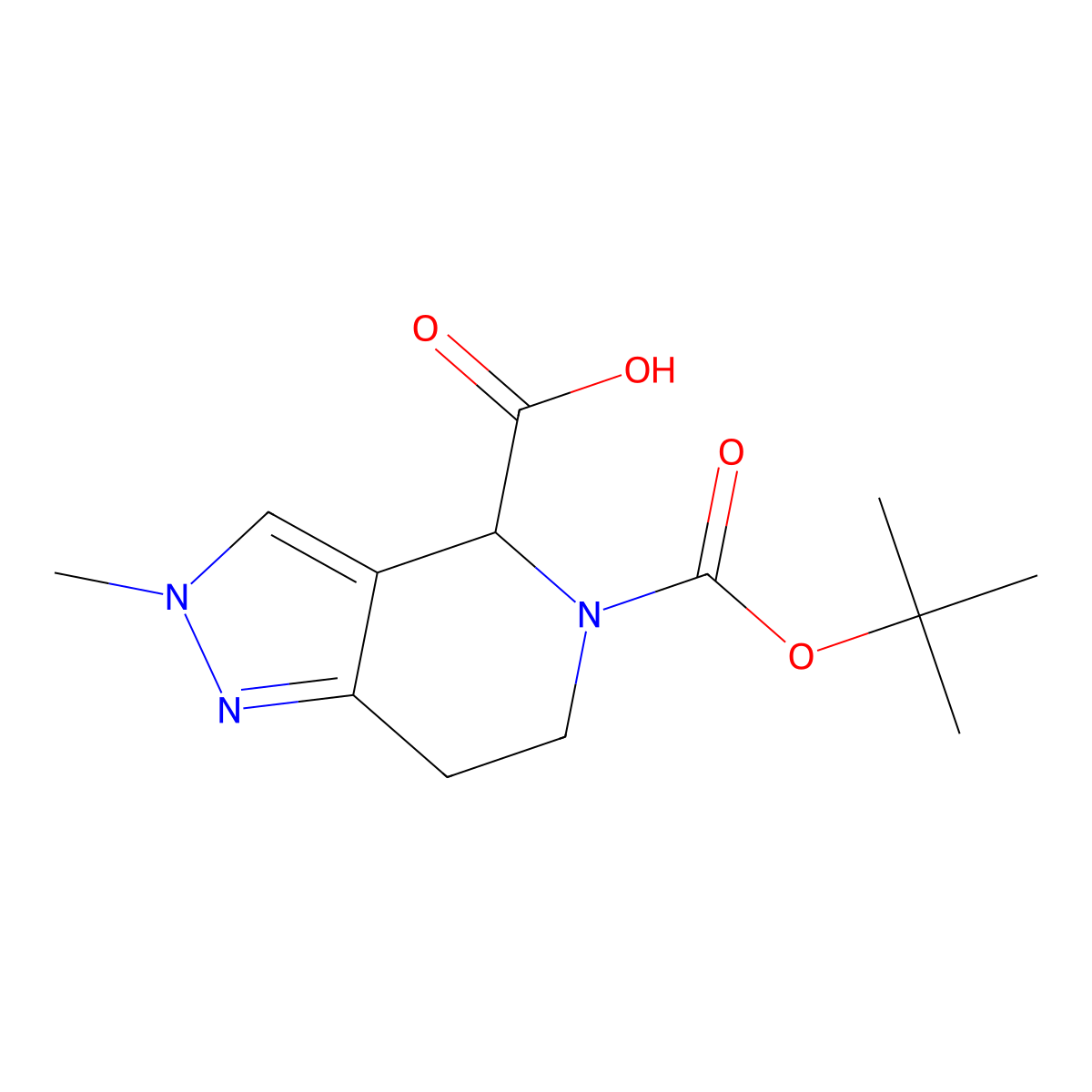 5-[(Tert-butoxy)carbonyl]-2-methyl-2h,4h,5h,6h,7h-pyrazolo[4,3-c]pyridine-4-carboxylic acid molecular structure, CAS 2228124-19-2