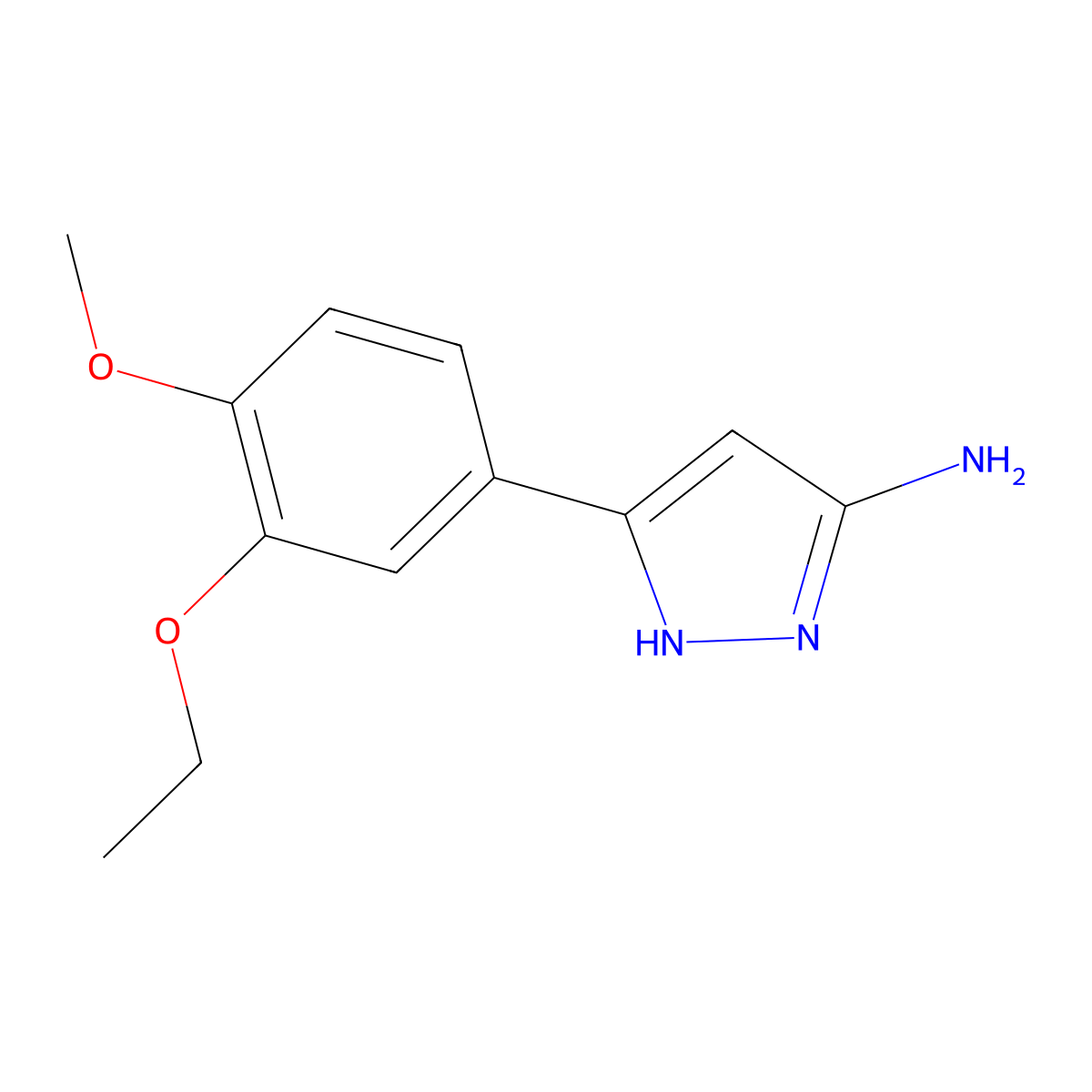 5-(3-ethoxy-4-methoxyphenyl)-1H-pyrazol-3-amine molecular structure, CAS 2228127-10-2