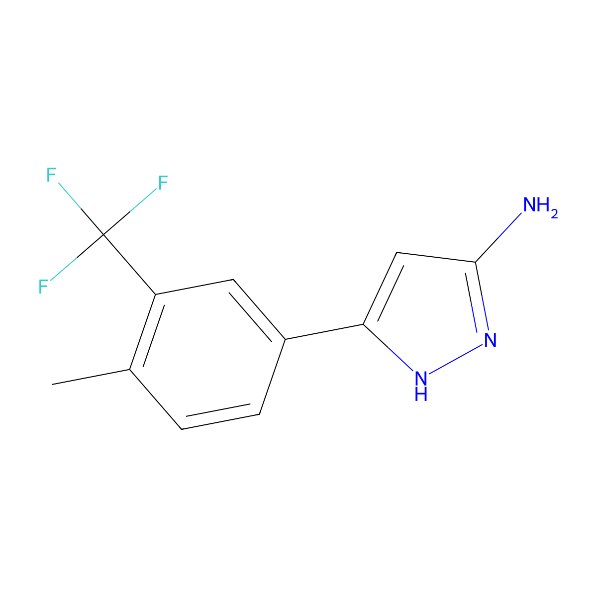 5-[4-methyl-3-(trifluoromethyl)phenyl]-1H-pyrazol-3-amine molecular structure, CAS 2228127-46-4