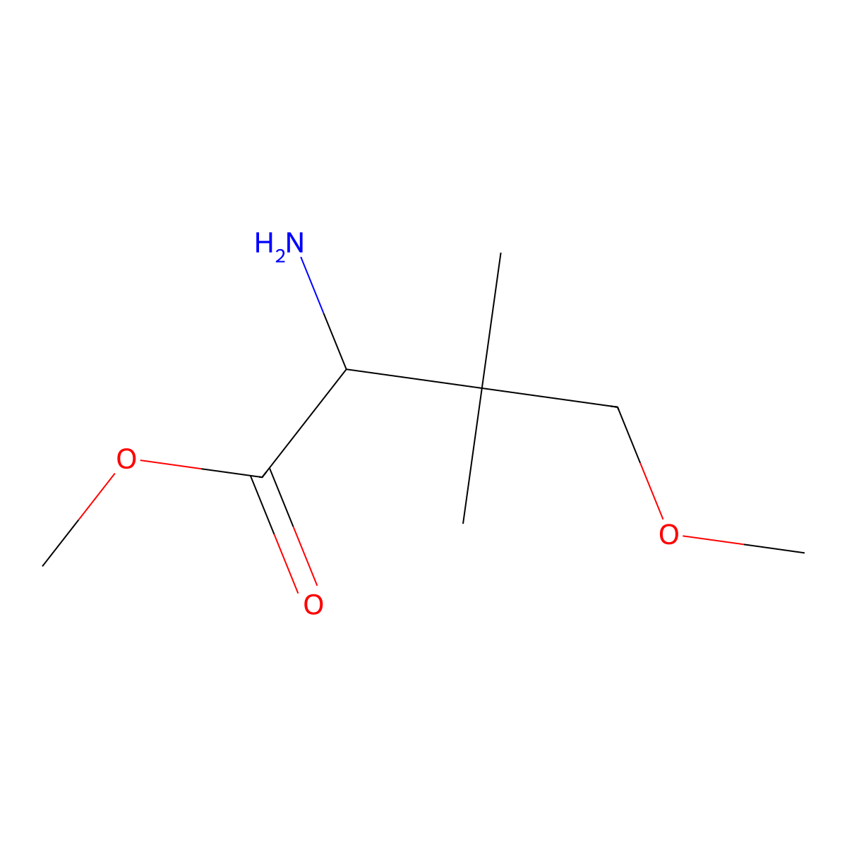 Methyl 2-amino-4-methoxy-3,3-dimethylbutanoate molecular structure, CAS 2228129-56-2