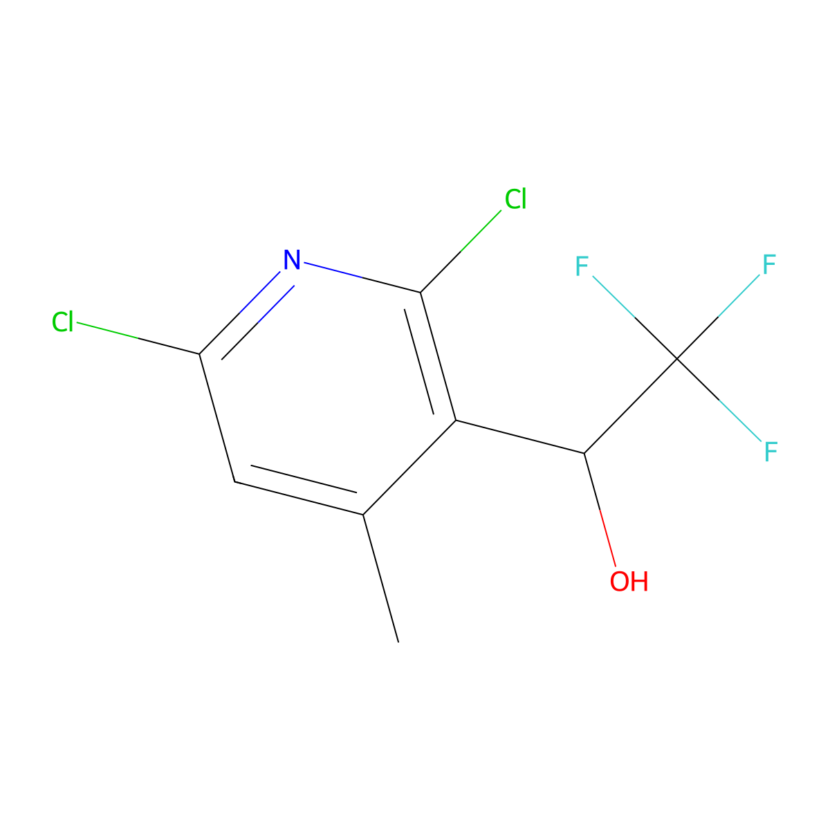 1-(2,6-Dichloro-4-methylpyridin-3-yl)-2,2,2-trifluoroethan-1-ol molecular structure, CAS 2228132-00-9