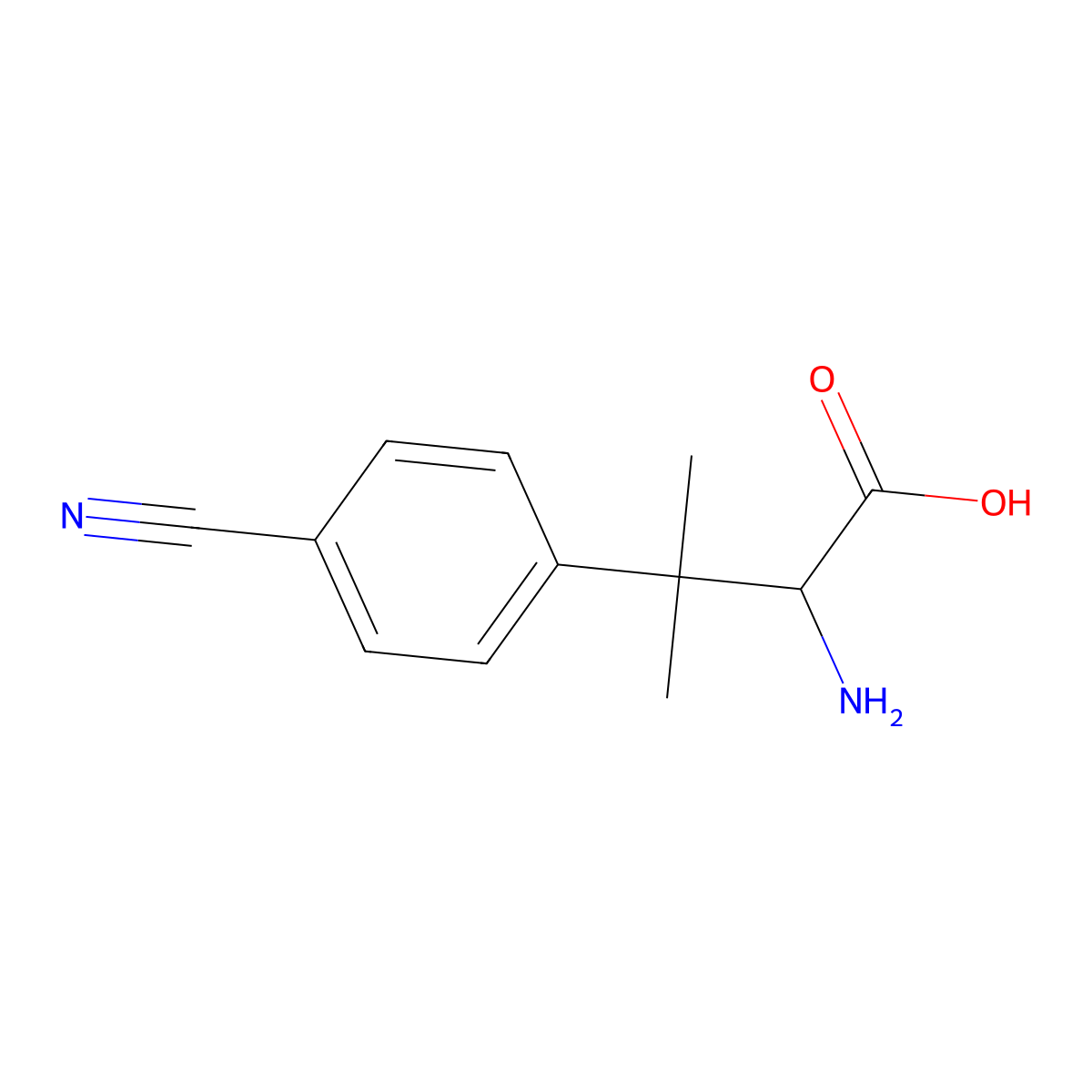 2-Amino-3-(4-cyanophenyl)-3-methylbutanoic acid molecular structure, CAS 2228132-25-8