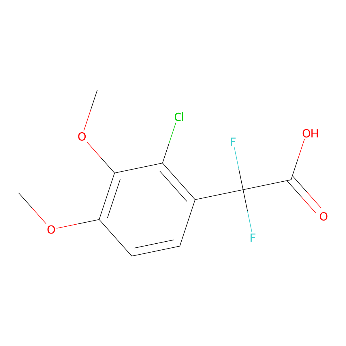 2-(2-Chloro-3,4-dimethoxyphenyl)-2,2-difluoroacetic acid molecular structure, CAS 2228134-93-6